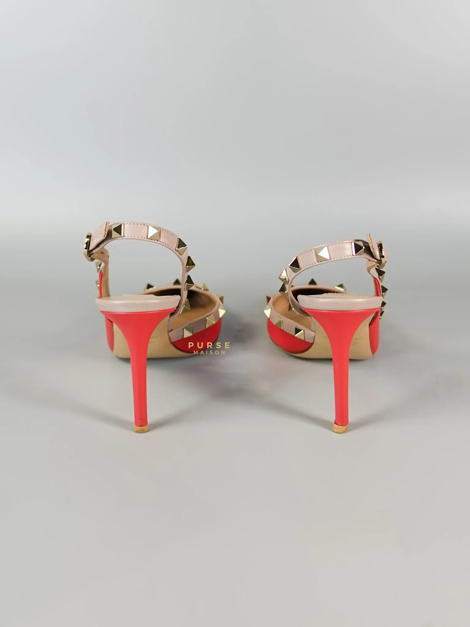 Valentino Red Leather Rockstud Slingback Pumps (Size 36EU 22.7cm) - Image 6