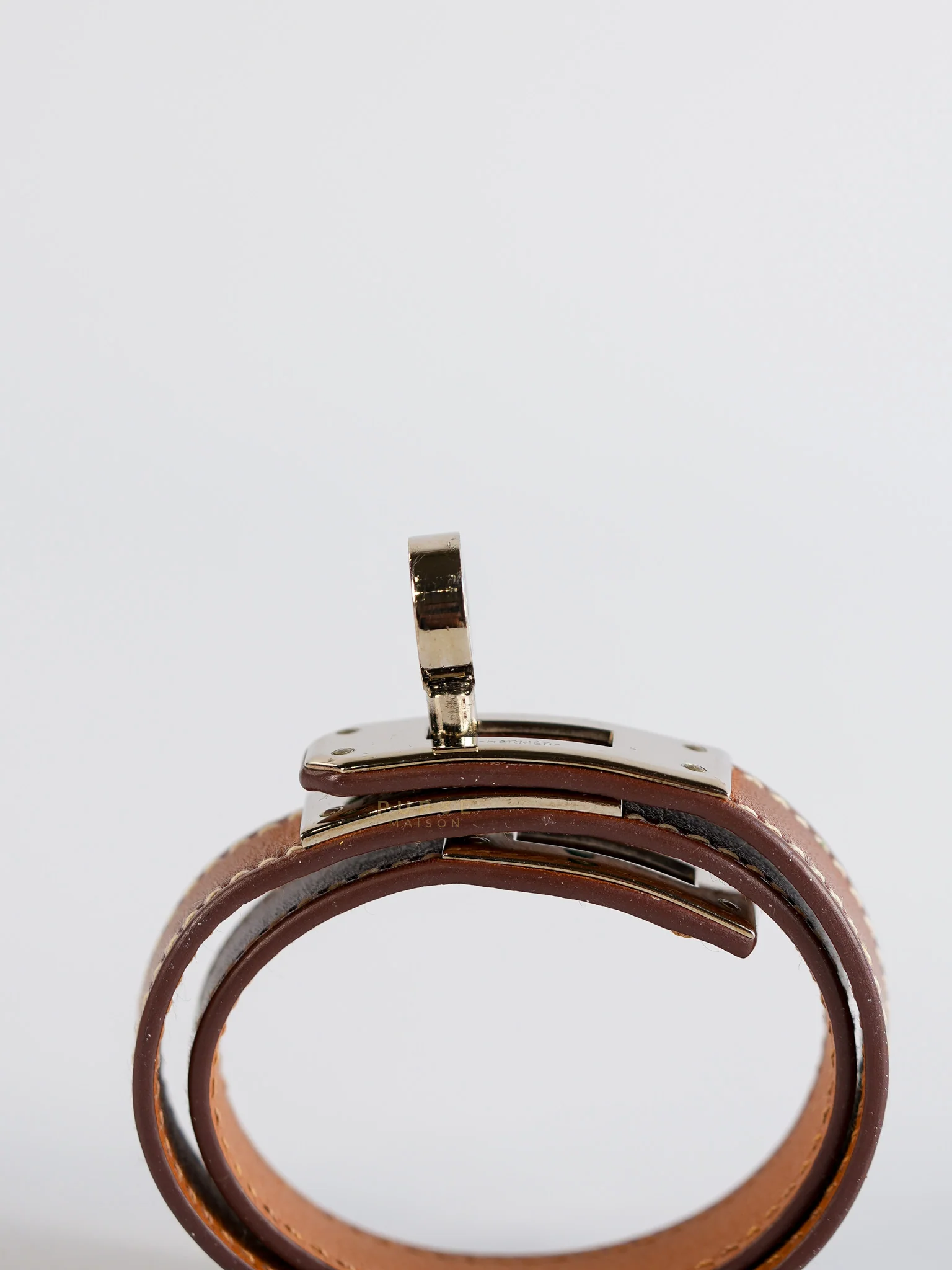 Hermes Kelly Double Tour Bracelet Palladium Hardware Stamp Square R - Image 4