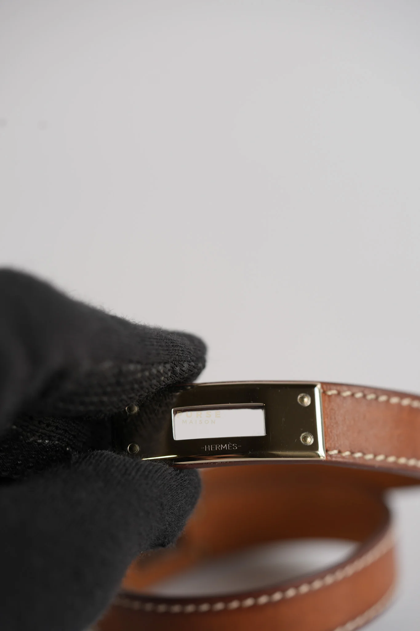 Hermes Kelly Double Tour Bracelet Palladium Hardware Stamp Square R - Image 7