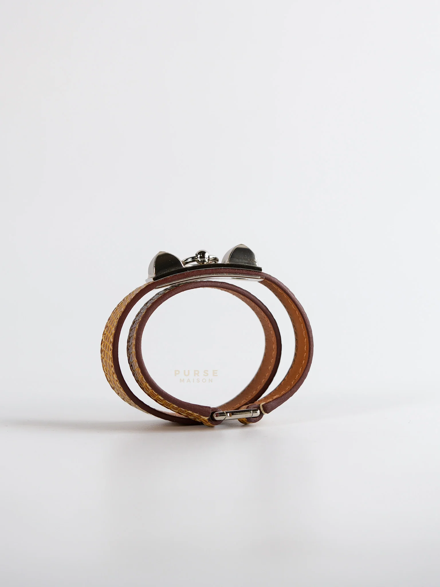 Hermes Rivale Double Tour Croc XS Bracelet Palladium Hardware Stamp X - Image 2