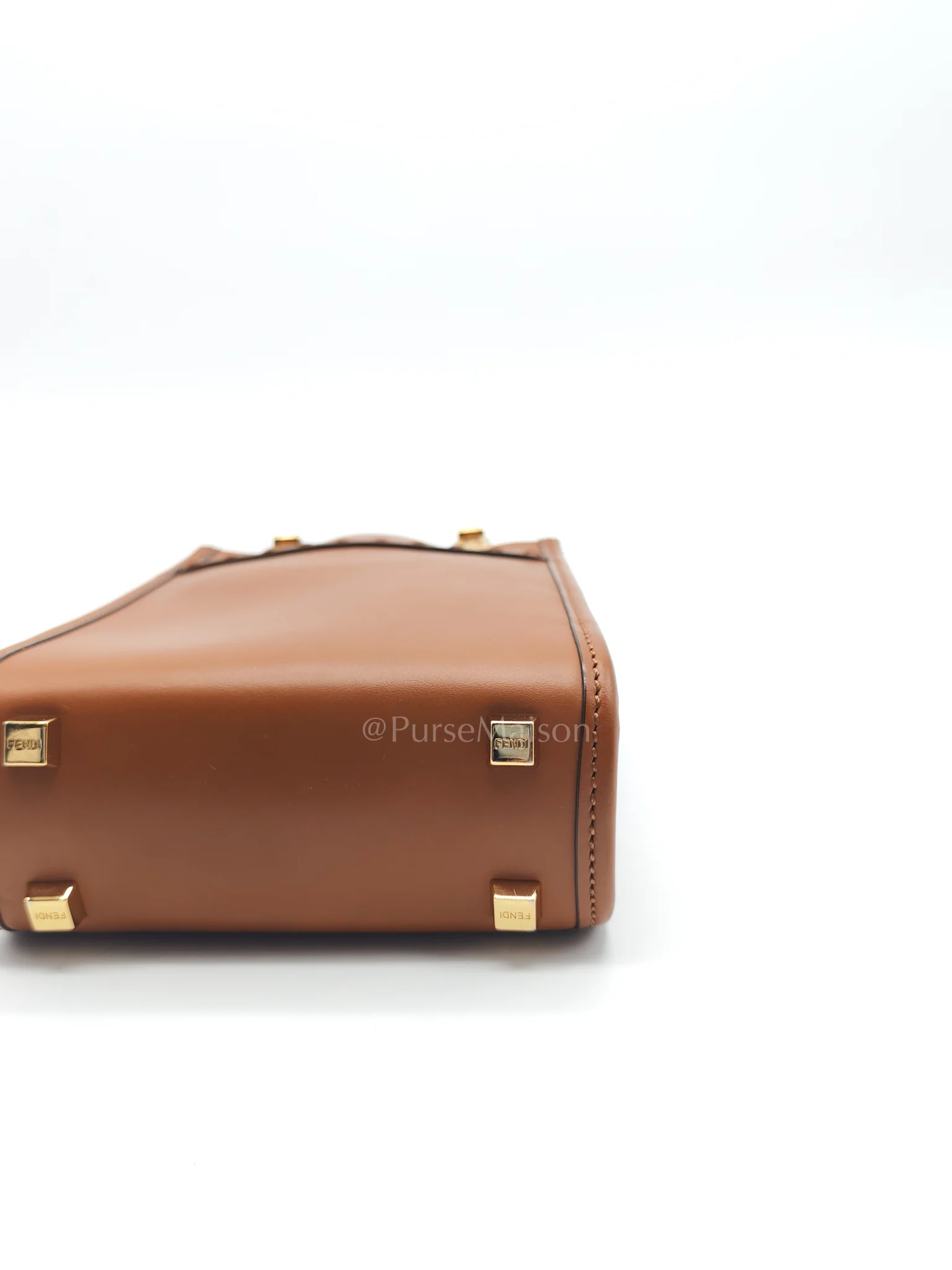 Fendi Roma Sunshine Mini Shopper Bag in Brown Calfskin Leather and Tortoise-Shell Handle - Image 15