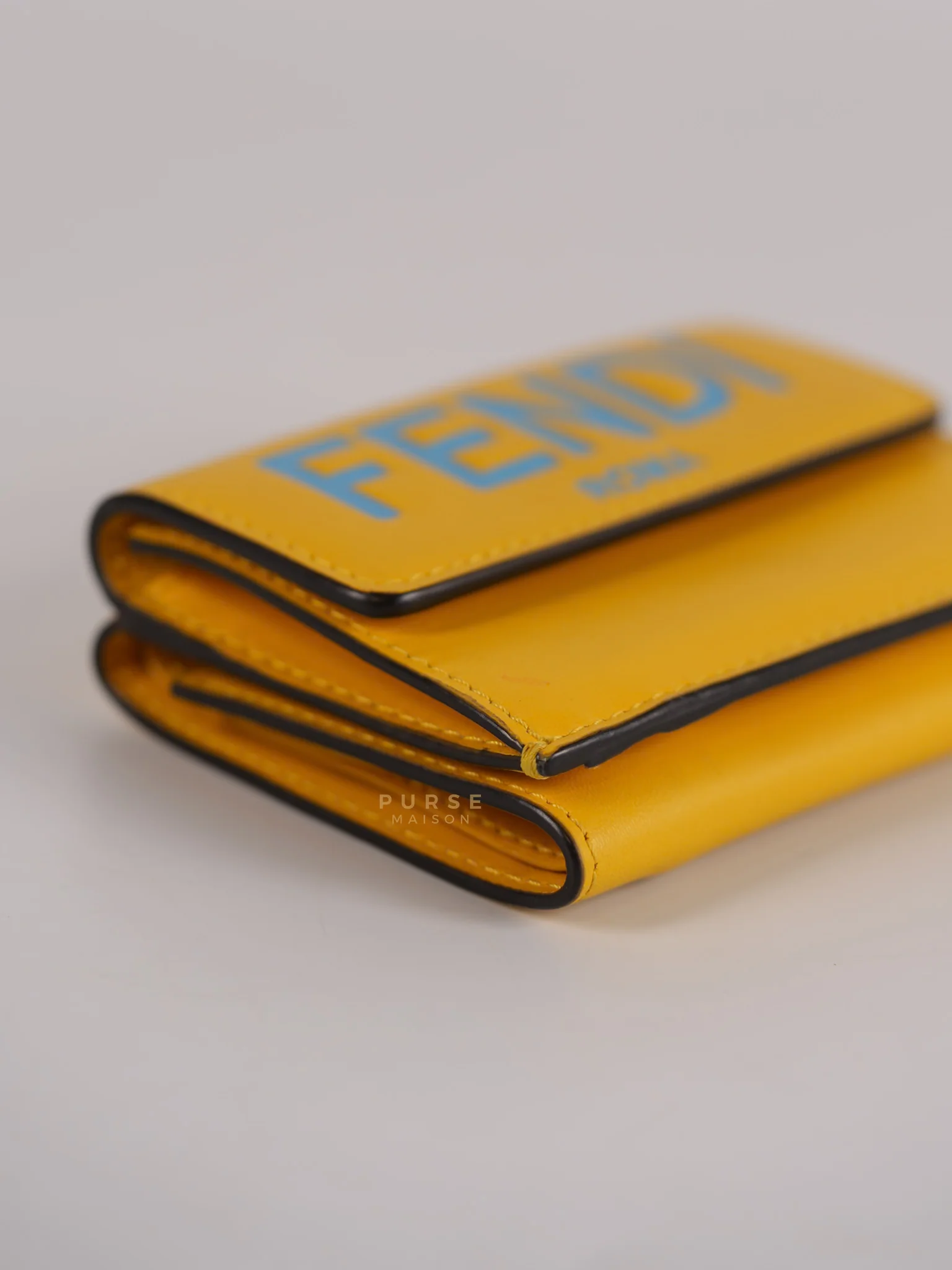 Fendi Roma Trifold Wallet in Yellow & Blue - Image 9