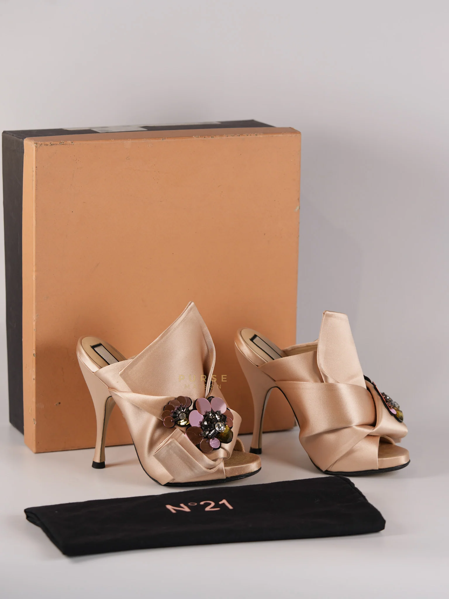 N°21 Ronny Pleated Crystal Heels in Cipria Size 35 EU (22 cm) - Image 19