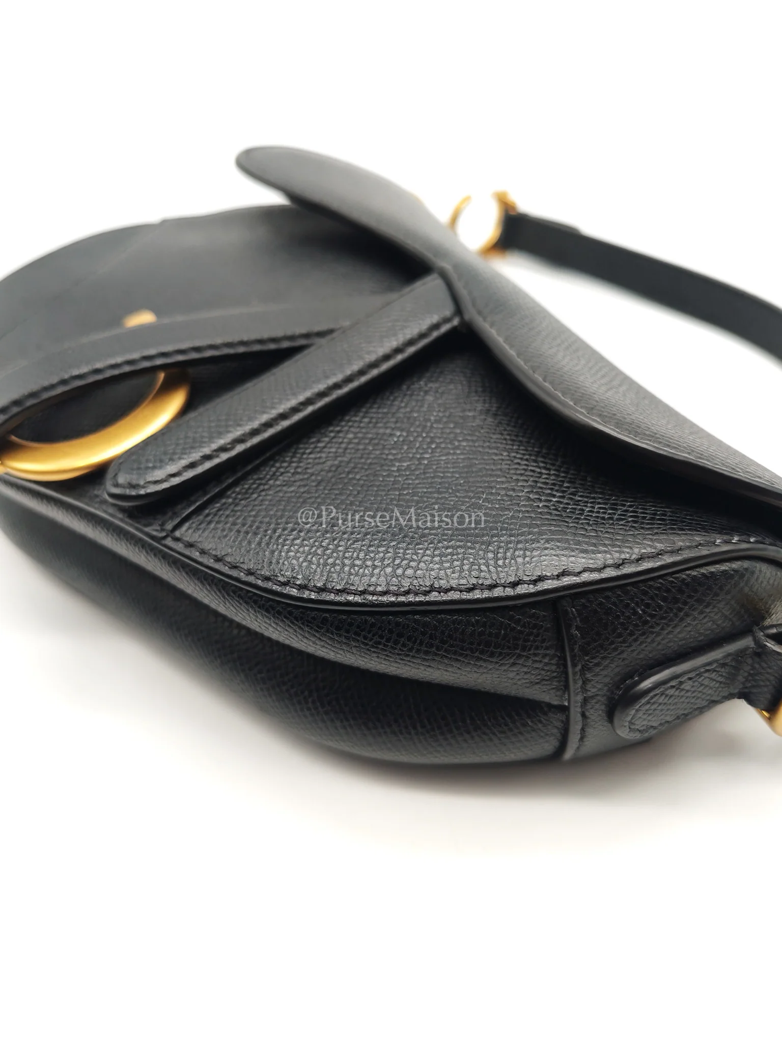 Christian Dior Mini Saddle in Black Grained Leather Top Handle Bag - Image 10