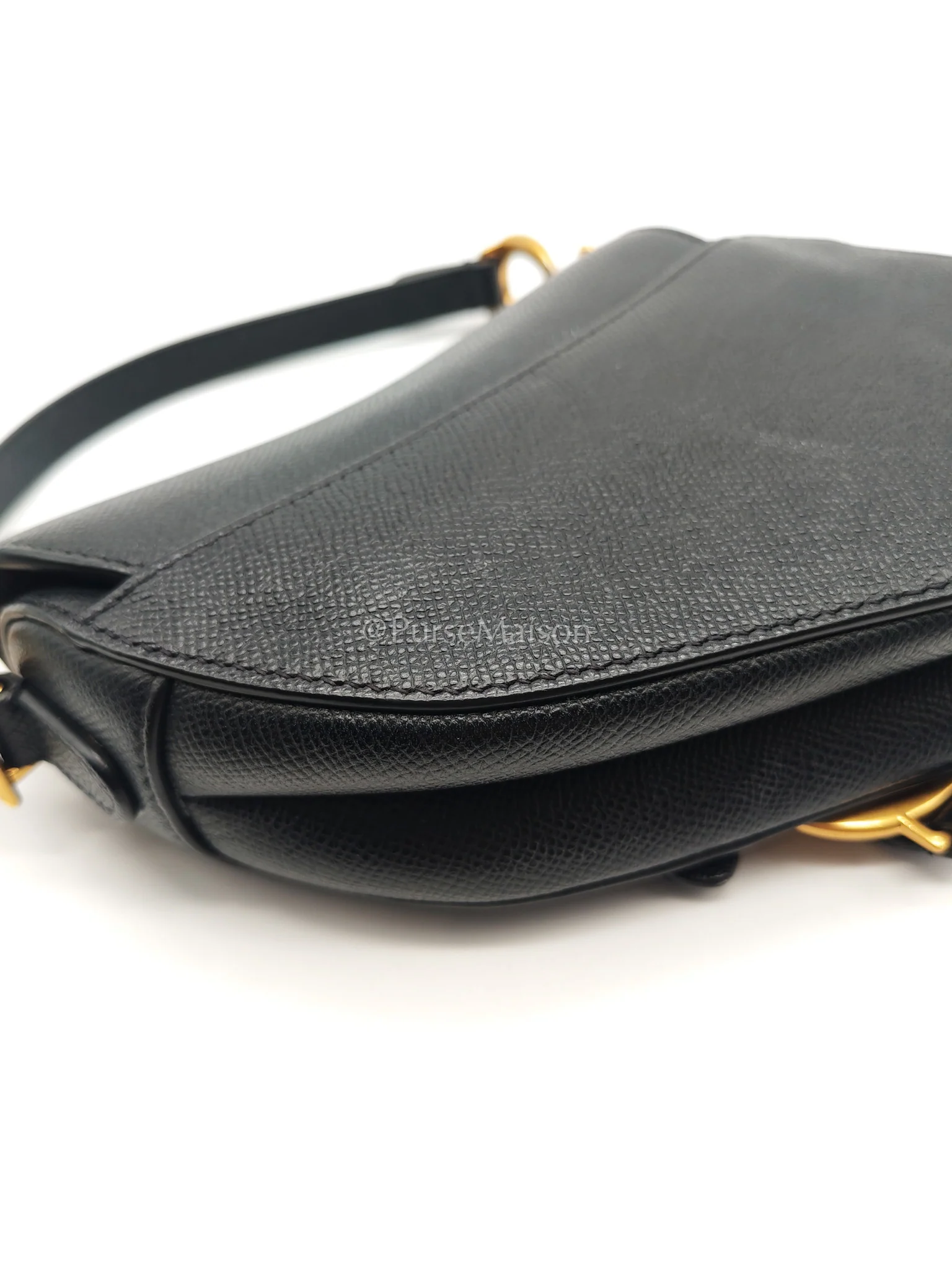 Christian Dior Mini Saddle in Black Grained Leather Top Handle Bag - Image 12