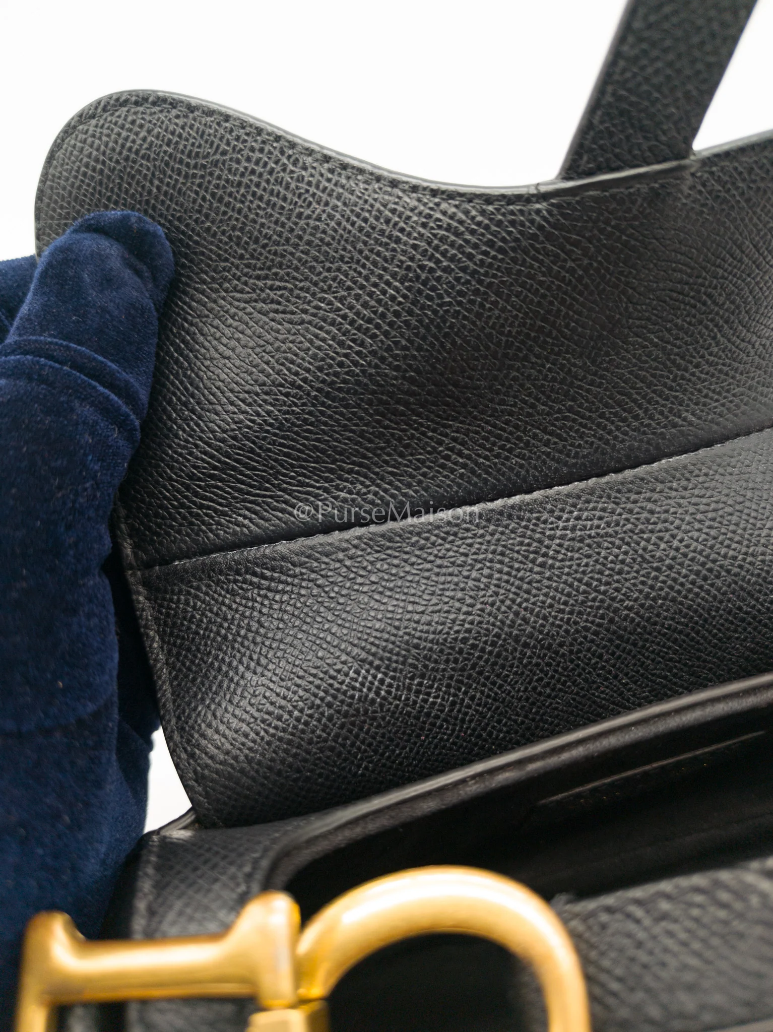 Christian Dior Mini Saddle in Black Grained Leather Top Handle Bag - Image 16