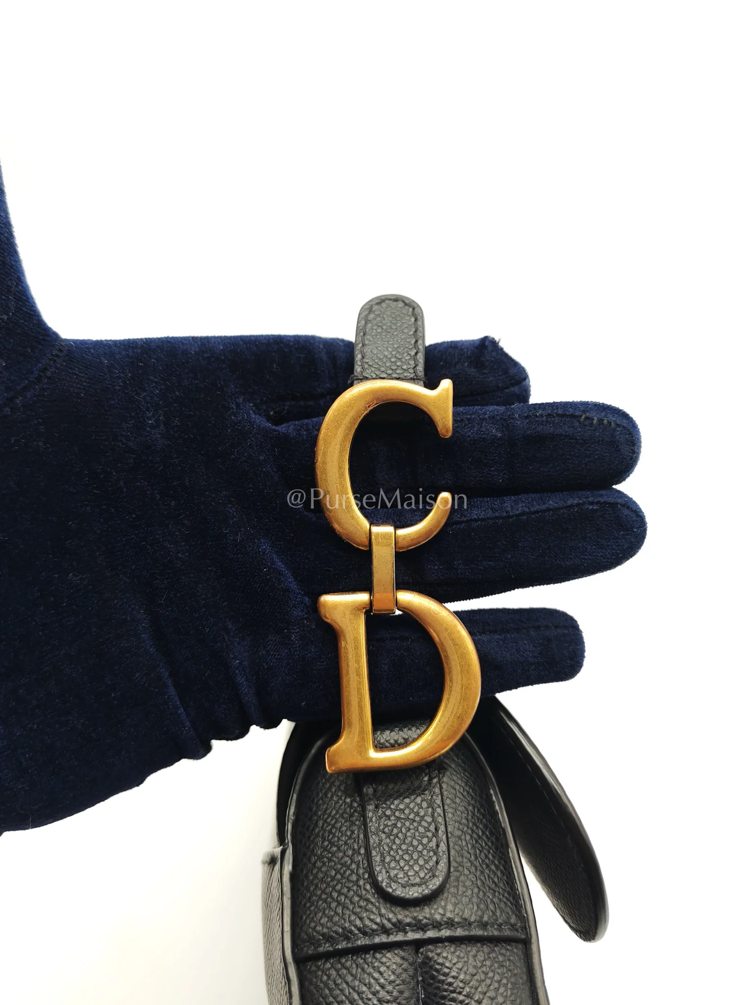 Christian Dior Mini Saddle in Black Grained Leather Top Handle Bag - Image 17