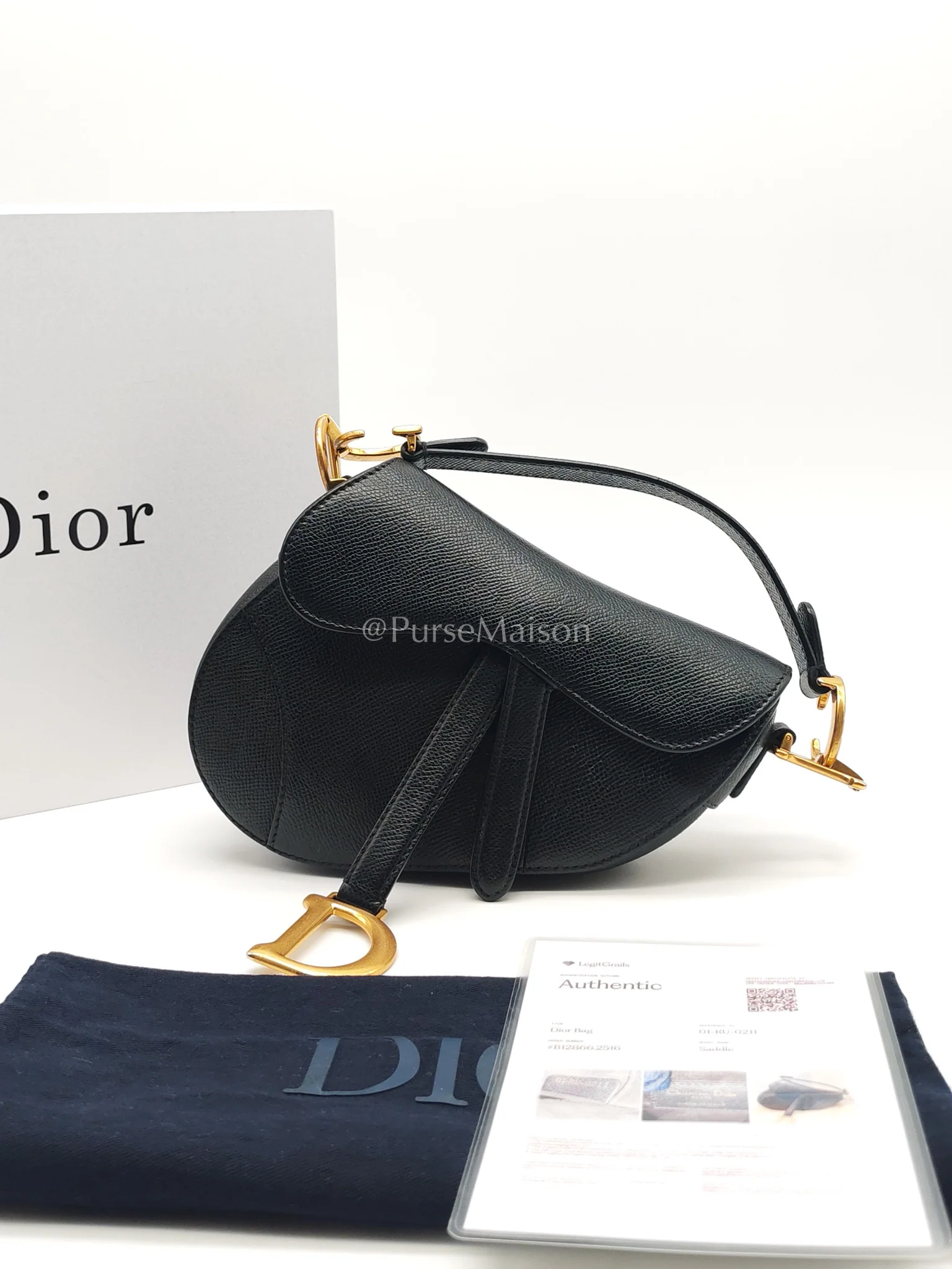 Christian Dior Mini Saddle in Black Grained Leather Top Handle Bag - Image 25