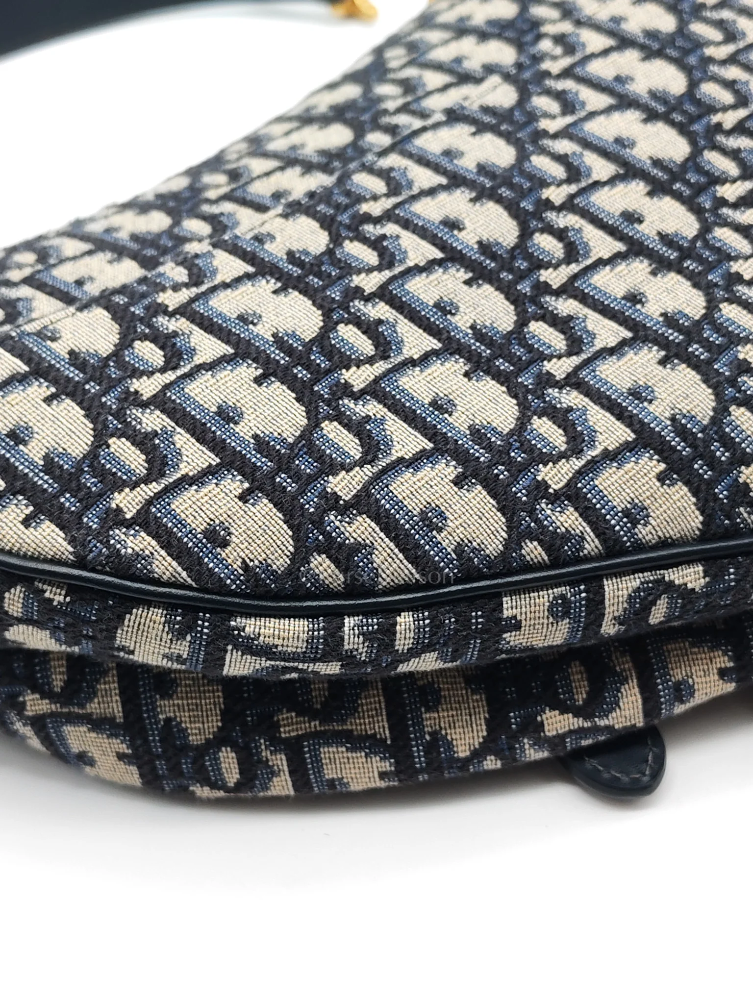 Christian Dior Saddle Bag Medium in Blue Oblique Jacquard Canvas & Gold Hardware - Image 13