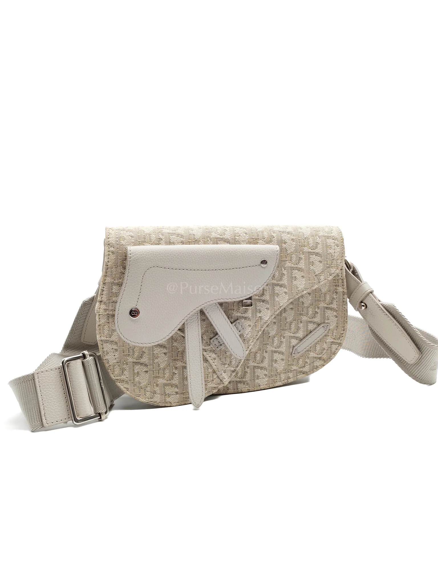 Christian Dior Saddle Clutch Bag in Cream Oblique Canvas Two Way Bag - Image 2