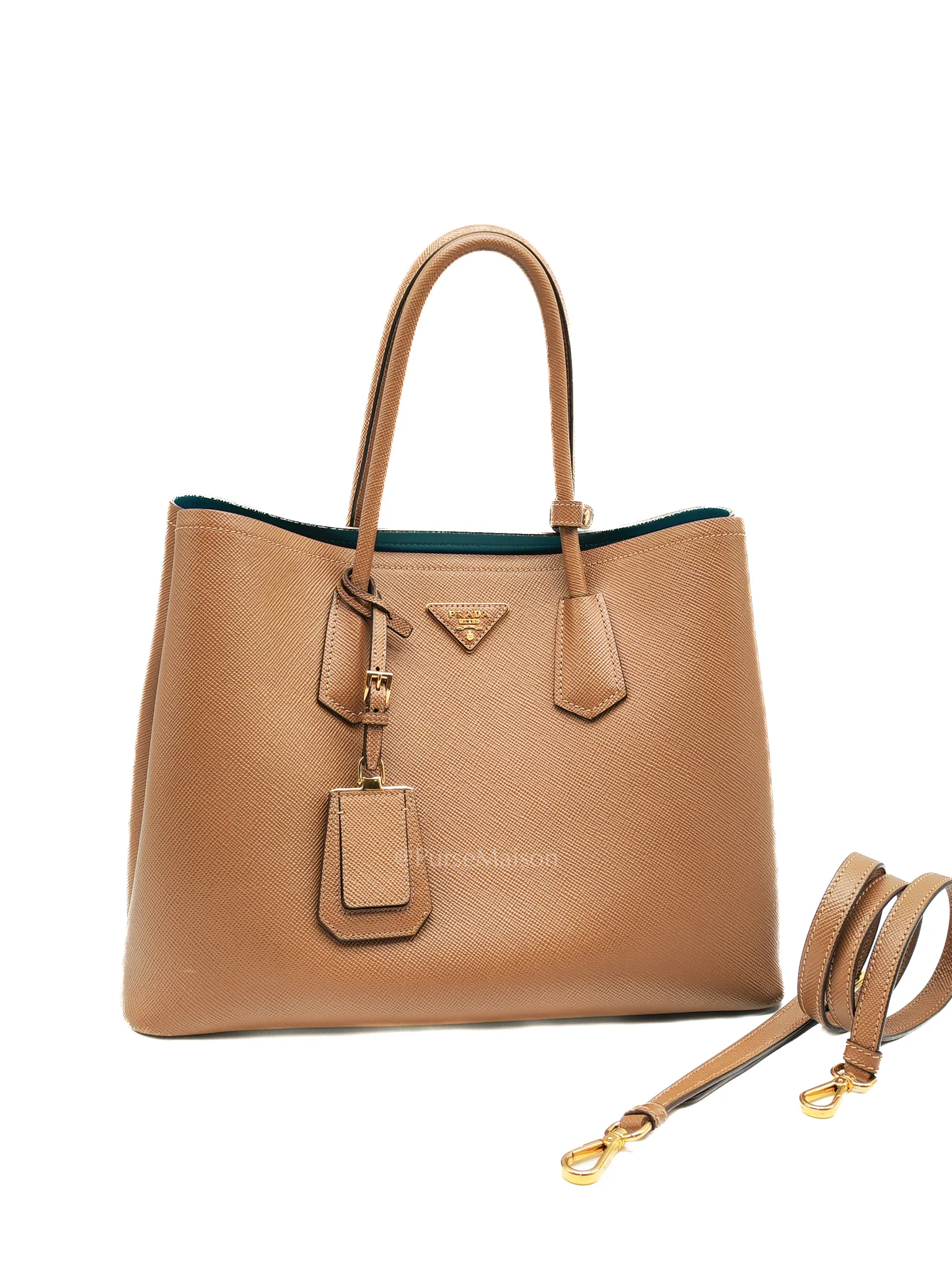 Prada 1BG756 Double Bag Large in Tan Saffiano Cuir Leather Shoulder Bag - Image 4