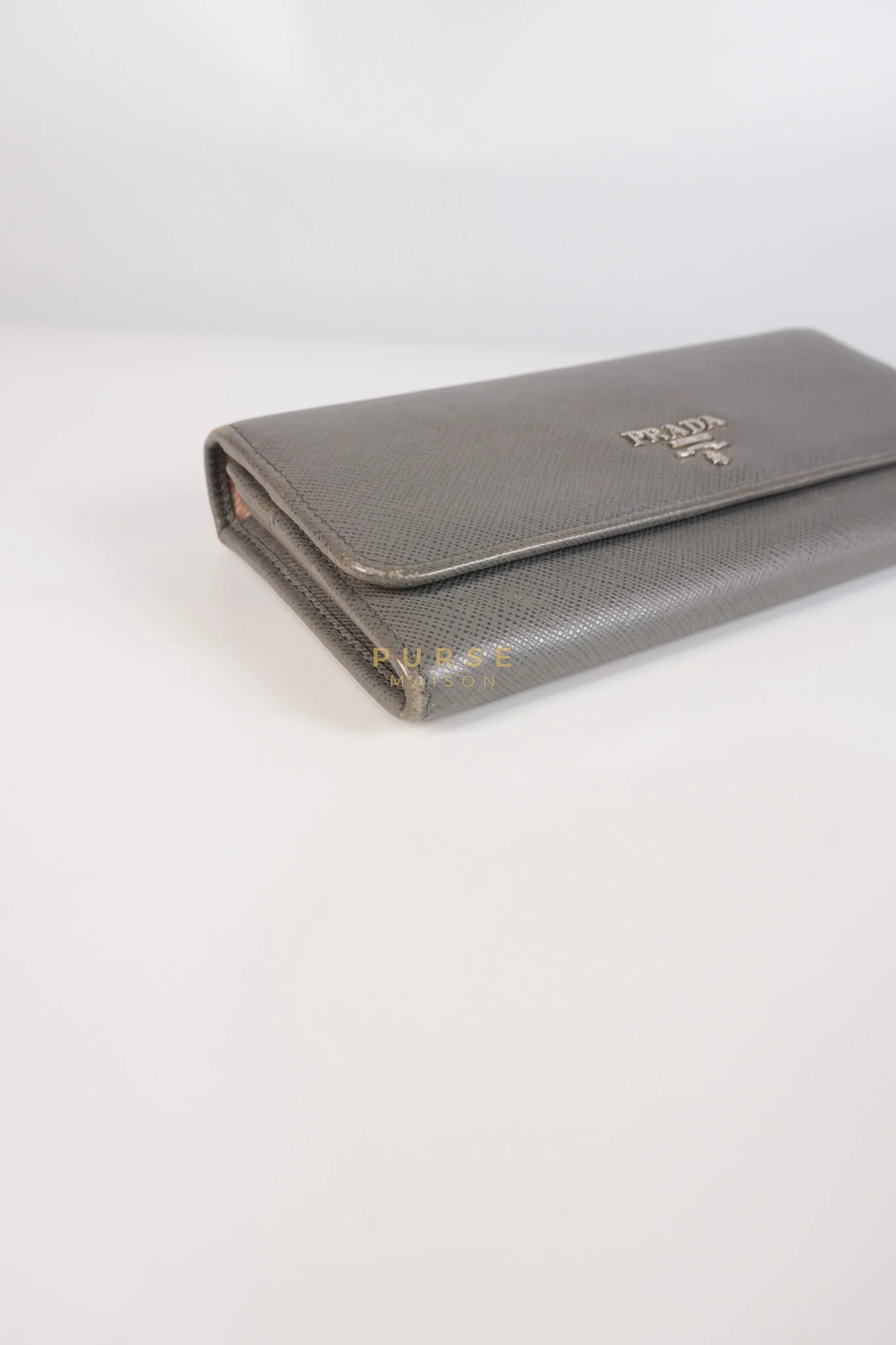 Prada 1MH132 Saffiano Leather Flap Long Wallet in Gray - Image 8