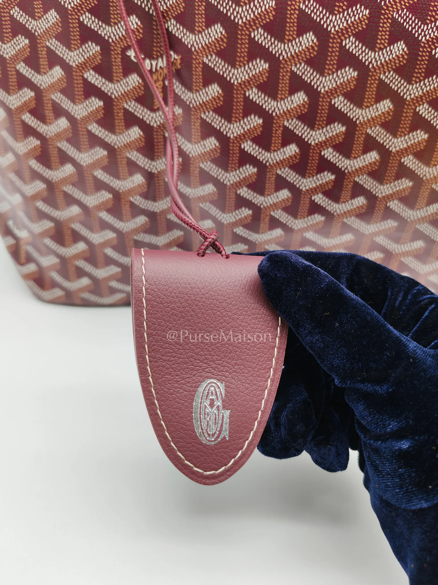 Goyard Saint Louis PM Bordeaux (burgundy) with Croc Universel Clip Charm in Goyardine Canvas Tote Bag - Image 10
