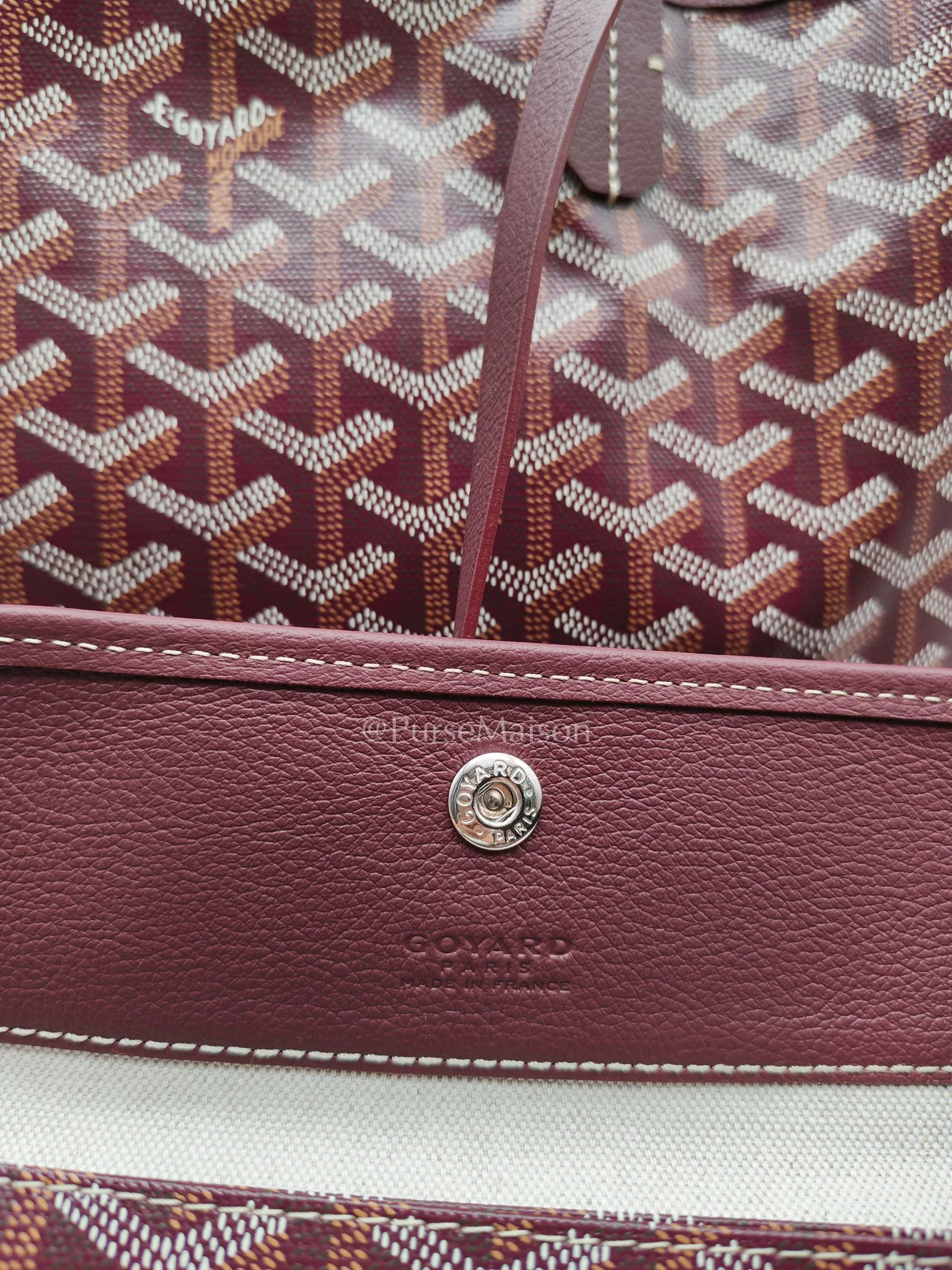 Goyard Saint Louis PM Bordeaux (burgundy) with Croc Universel Clip Charm in Goyardine Canvas Tote Bag - Image 13