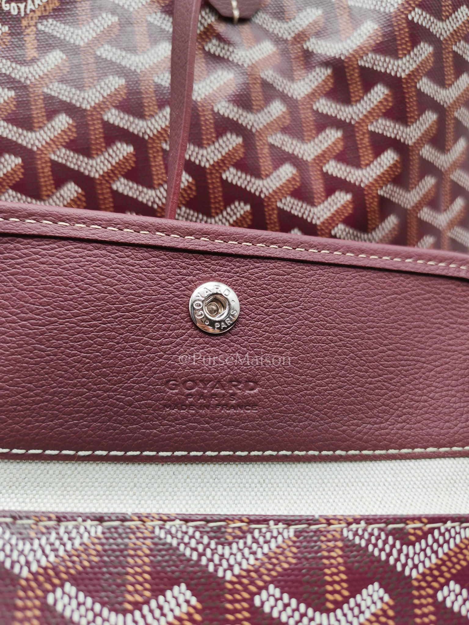 Goyard Saint Louis PM Bordeaux (burgundy) with Croc Universel Clip Charm in Goyardine Canvas Tote Bag - Image 14