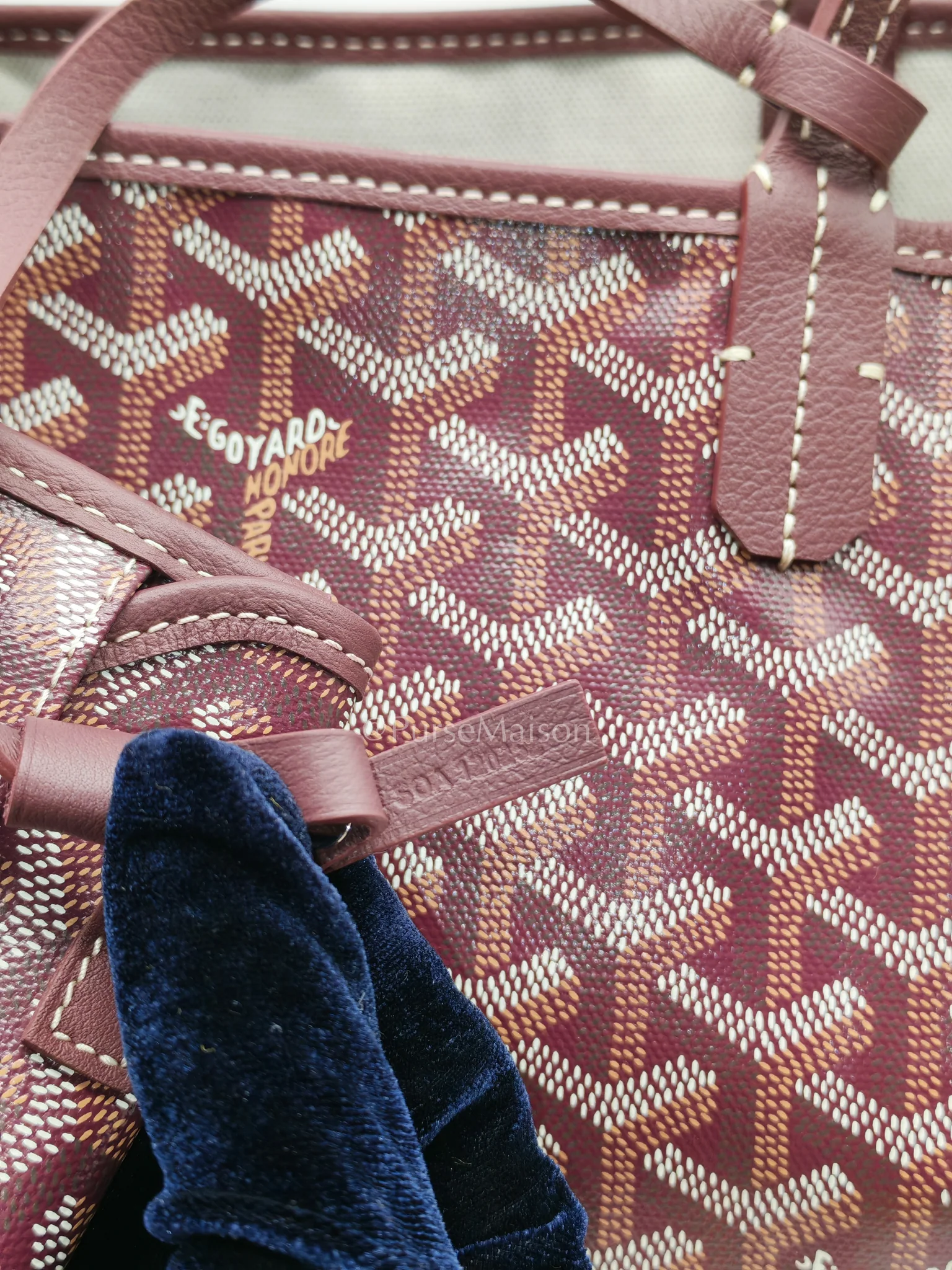 Goyard Saint Louis PM Bordeaux (burgundy) with Croc Universel Clip Charm in Goyardine Canvas Tote Bag - Image 17