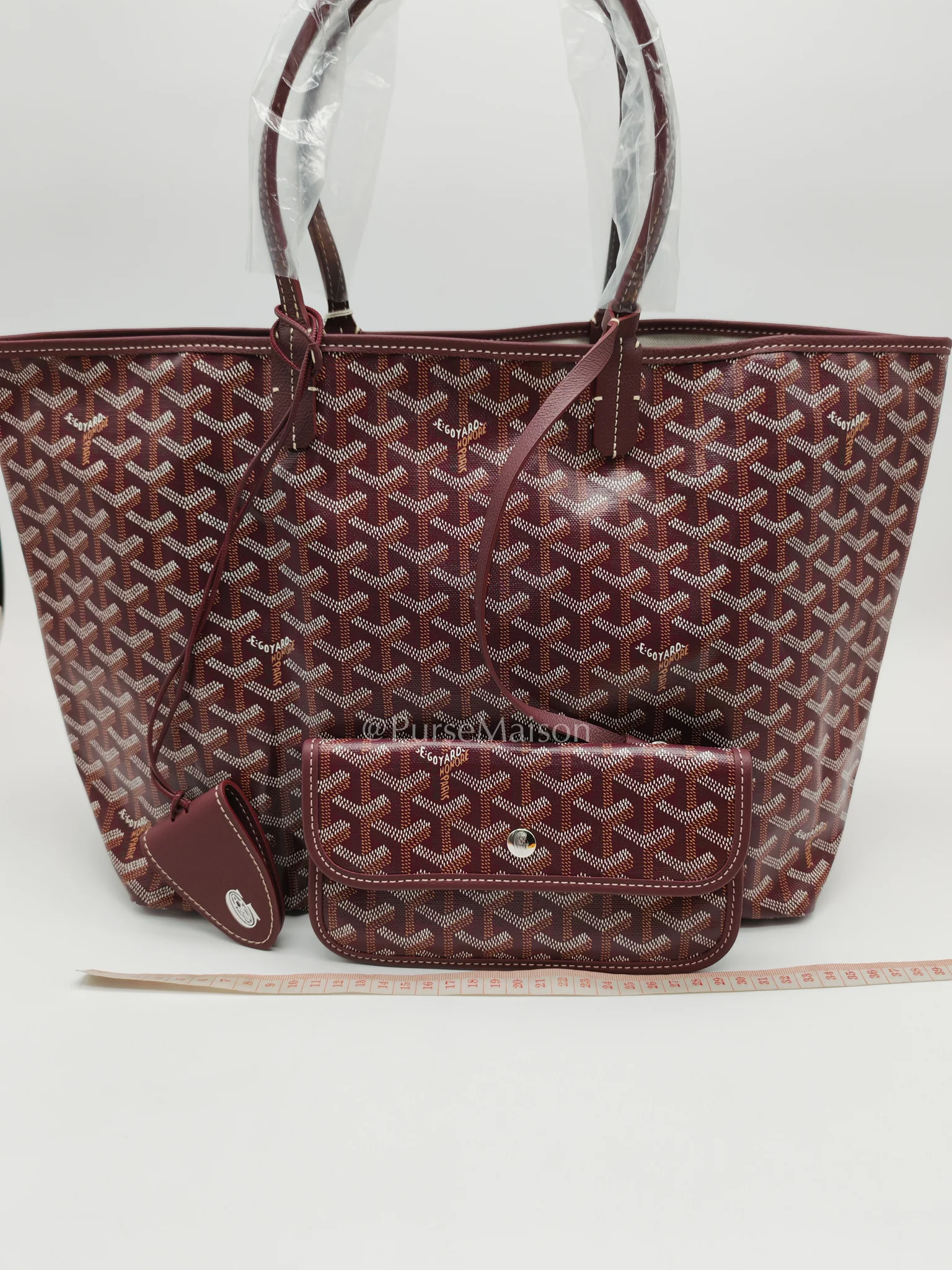 Goyard Saint Louis PM Bordeaux (burgundy) with Croc Universel Clip Charm in Goyardine Canvas Tote Bag - Image 19
