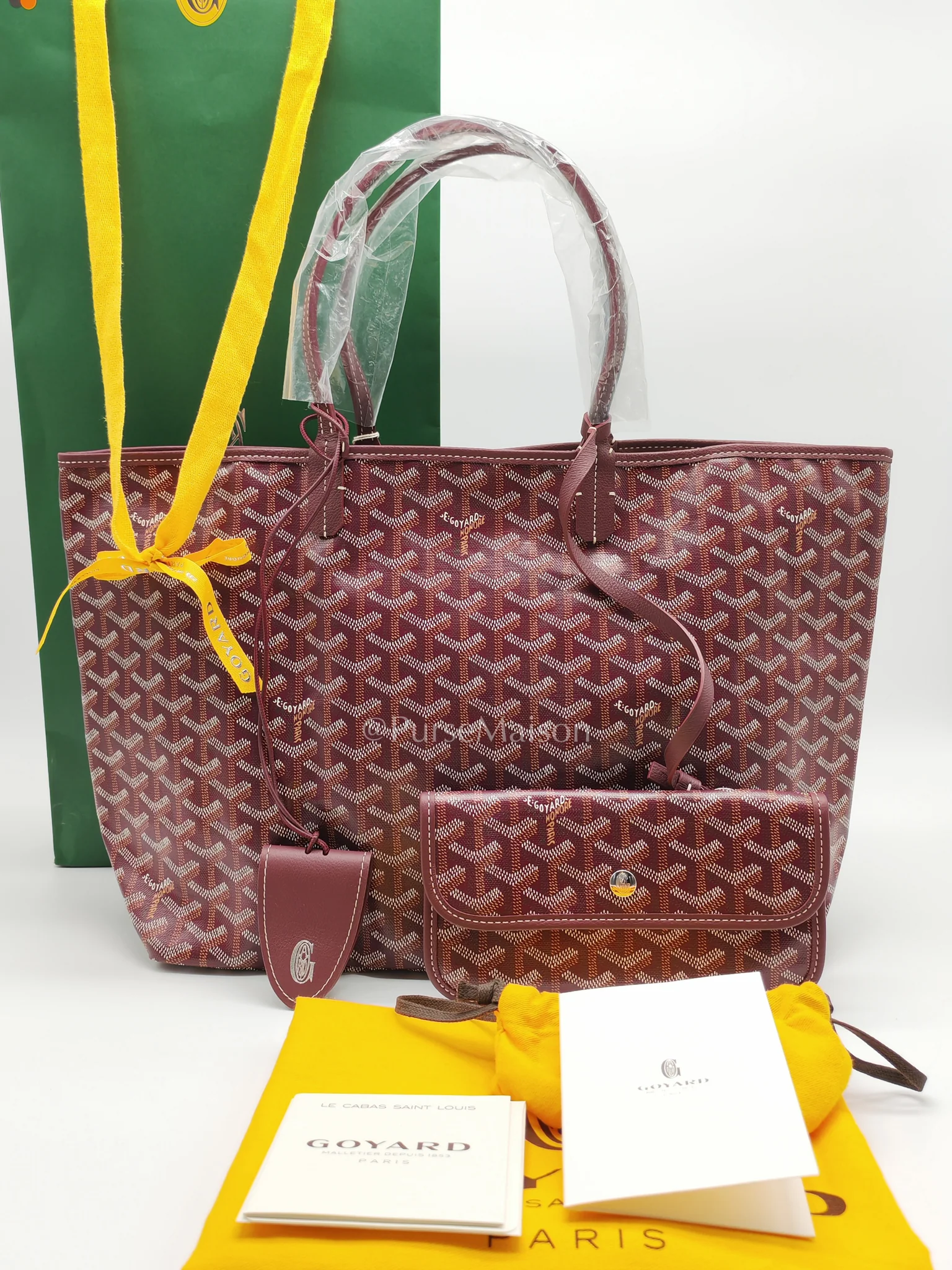 Goyard Saint Louis PM Bordeaux (burgundy) with Croc Universel Clip Charm in Goyardine Canvas Tote Bag - Image 22