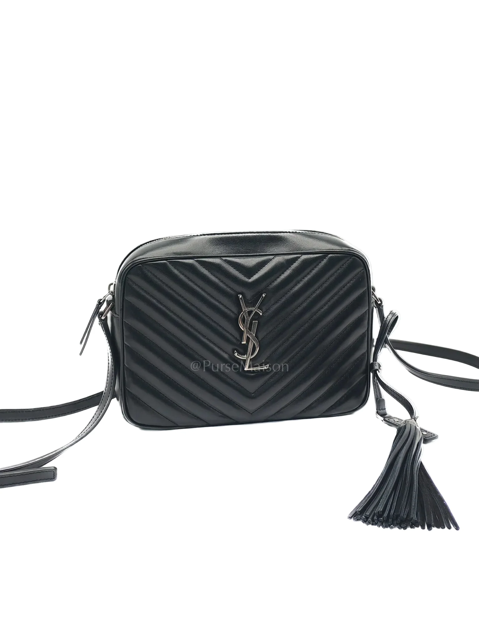 Yves Saint Laurent Lou Camera Bag in Black Chevron Calfskin Leather and Crossbody Bag - Image 3