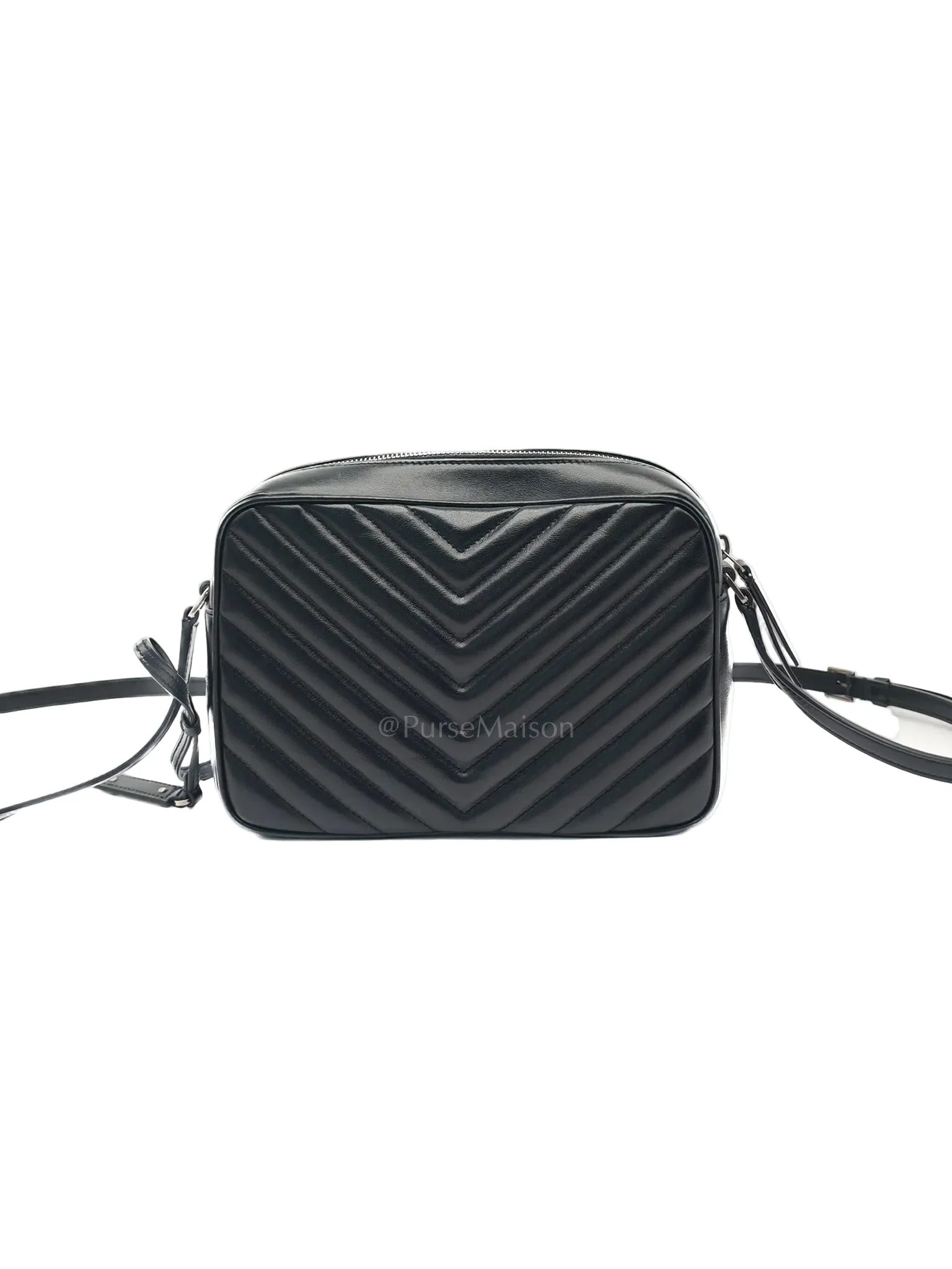 Yves Saint Laurent Lou Camera Bag in Black Chevron Calfskin Leather and Crossbody Bag - Image 4