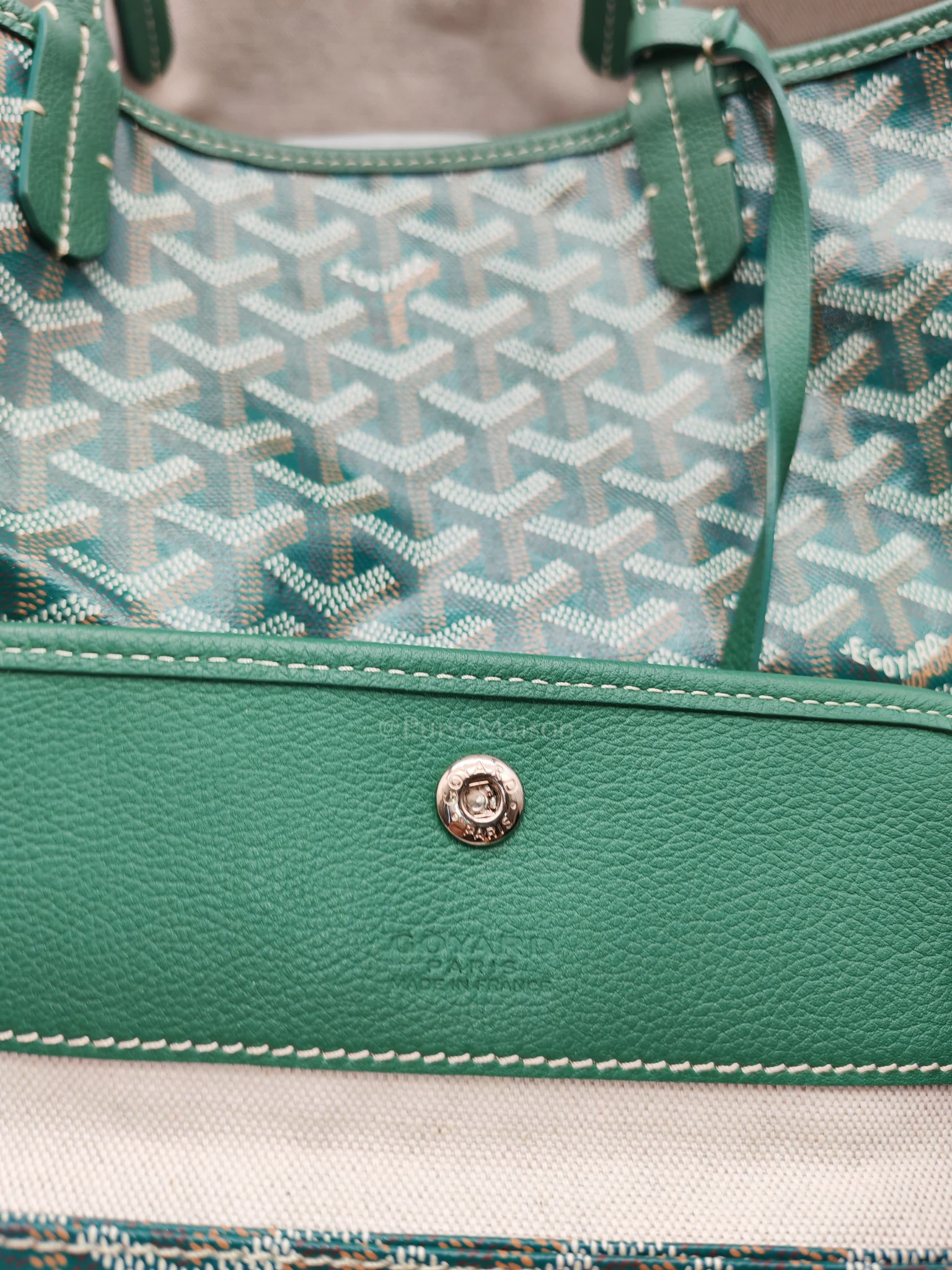 Goyard Saint Louis PM in Green Goyardine Canvas Tote Bag - Image 14