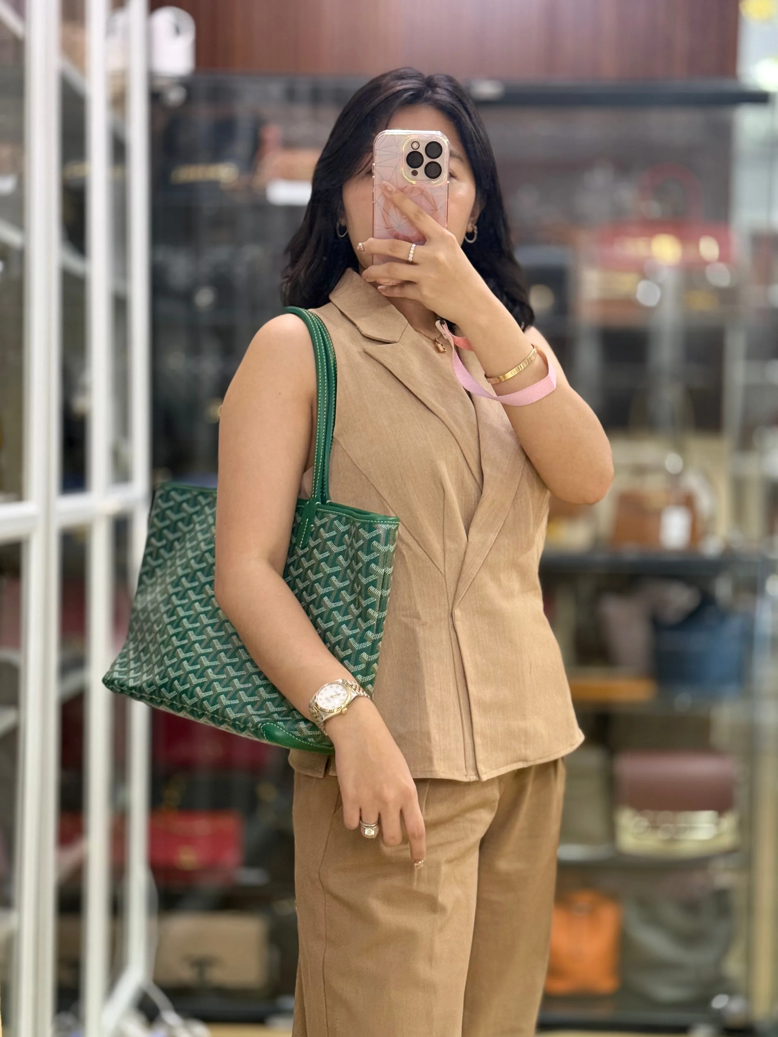 Goyard Saint Louis PM in Green Goyardine Canvas - Image 29
