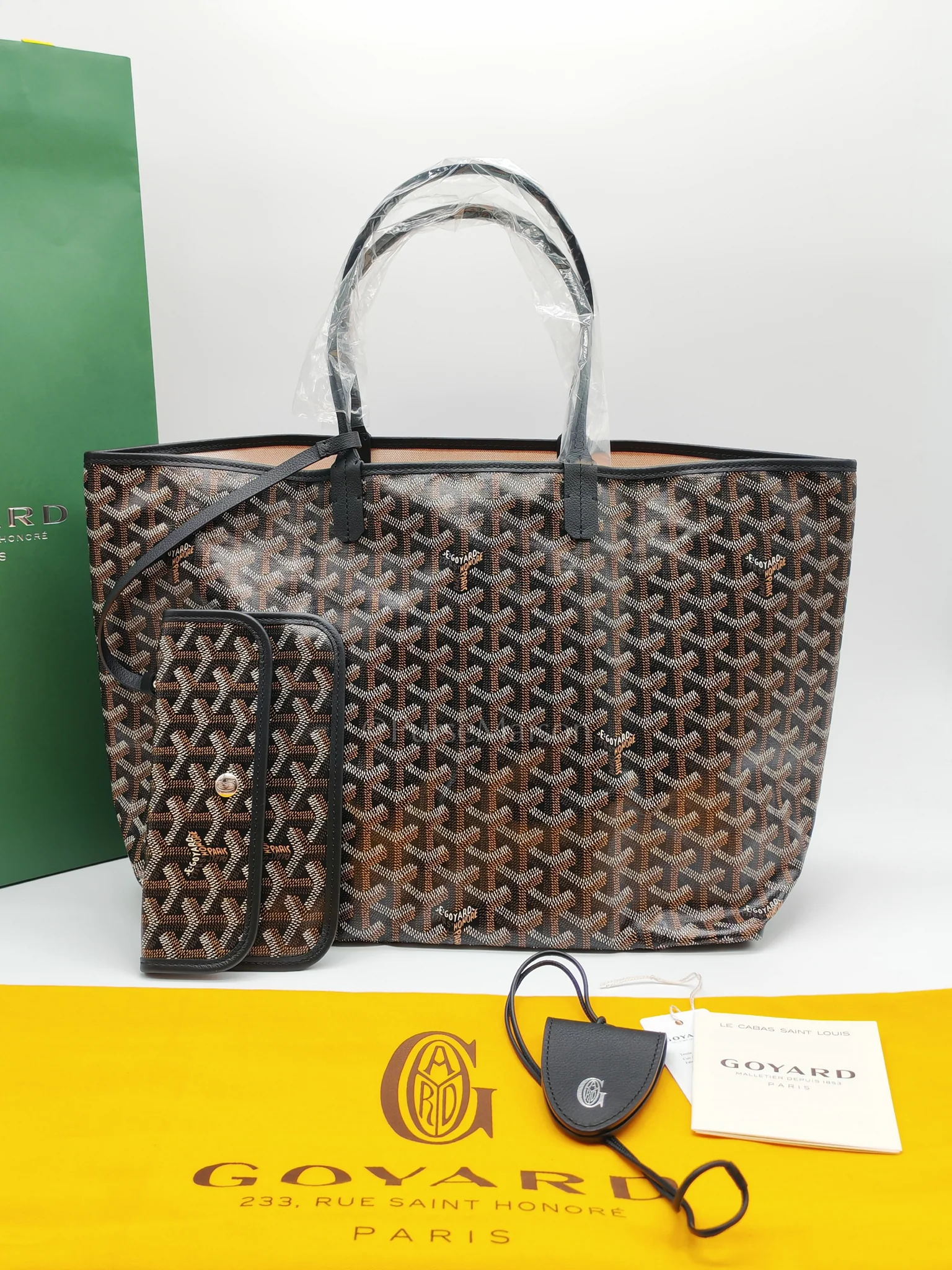 Saint Louis PM with Croc Universel Clip Charm in Noir/Black Goyardine Canvas - Image 24