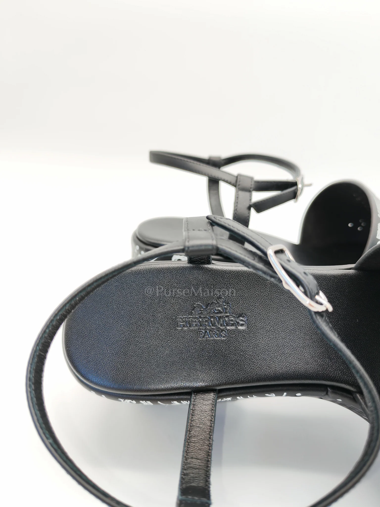 Hermes Sandales Femme Kervella 35 Vean Improme BDG Perfore Noir Size 40EU (25.5cm) - Image 11