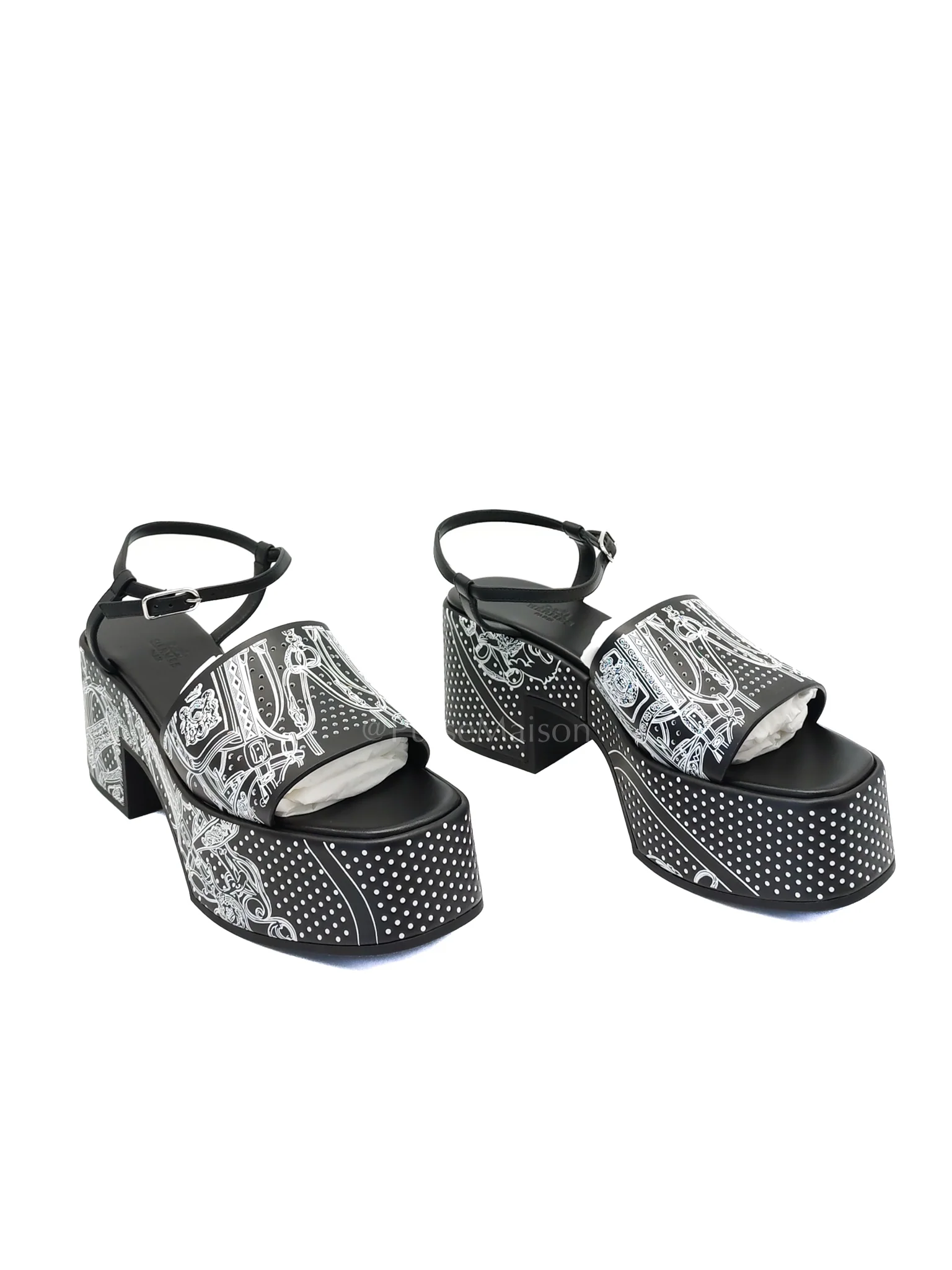Hermes Sandales Femme Kervella 35 Vean Improme BDG Perfore Noir Size 40EU (25.5cm) - Image 2