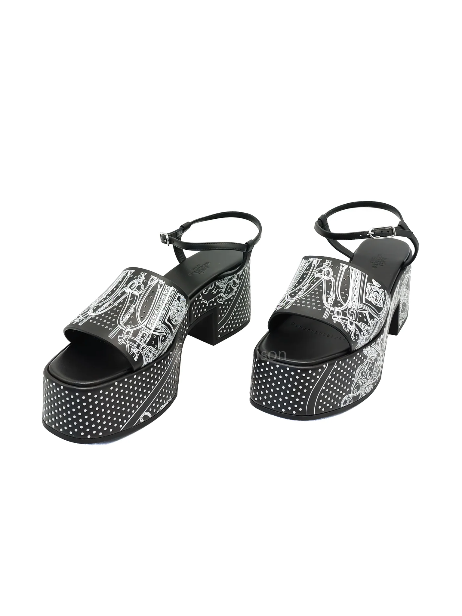 Hermes Sandales Femme Kervella 35 Vean Improme BDG Perfore Noir Size 40EU (25.5cm) - Image 3