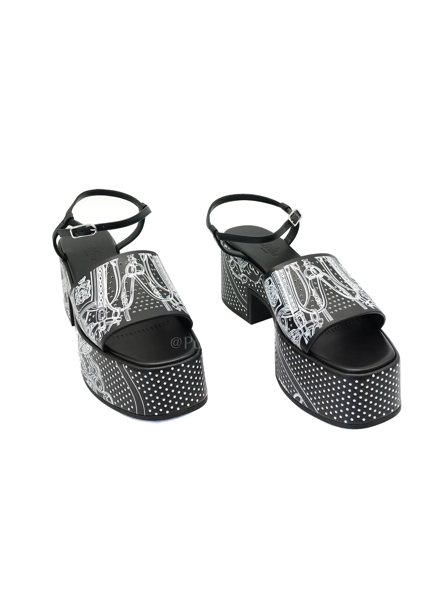 Hermes Sandales Femme Kervella 35 Vean Improme BDG Perfore Noir Size 40EU (25.5cm) - Image 4