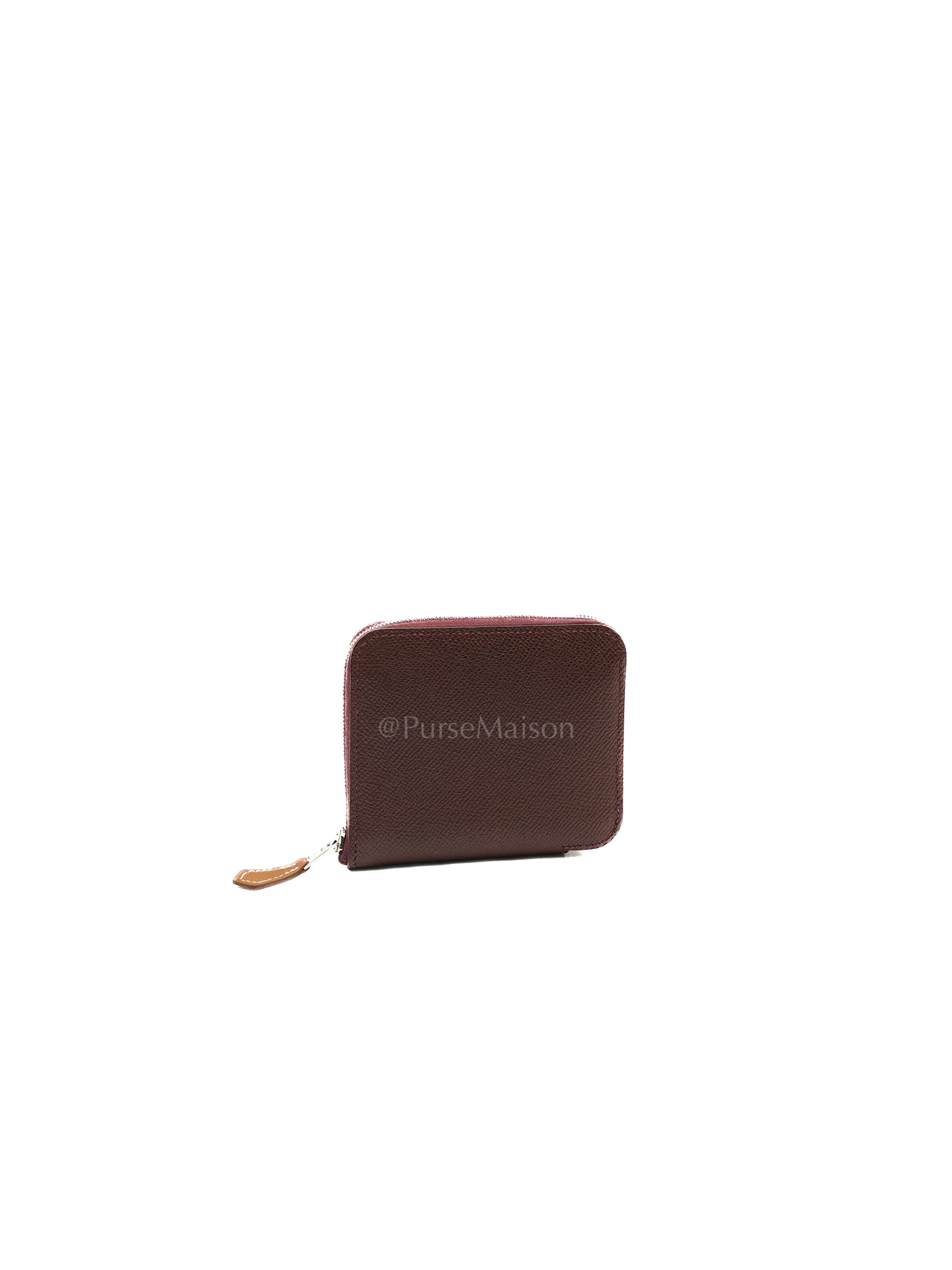 Hermes Silk'In Compact Wallet in Burgundy Epsom Leather & Palladium Hardware Stamp A (2017) - Image 3
