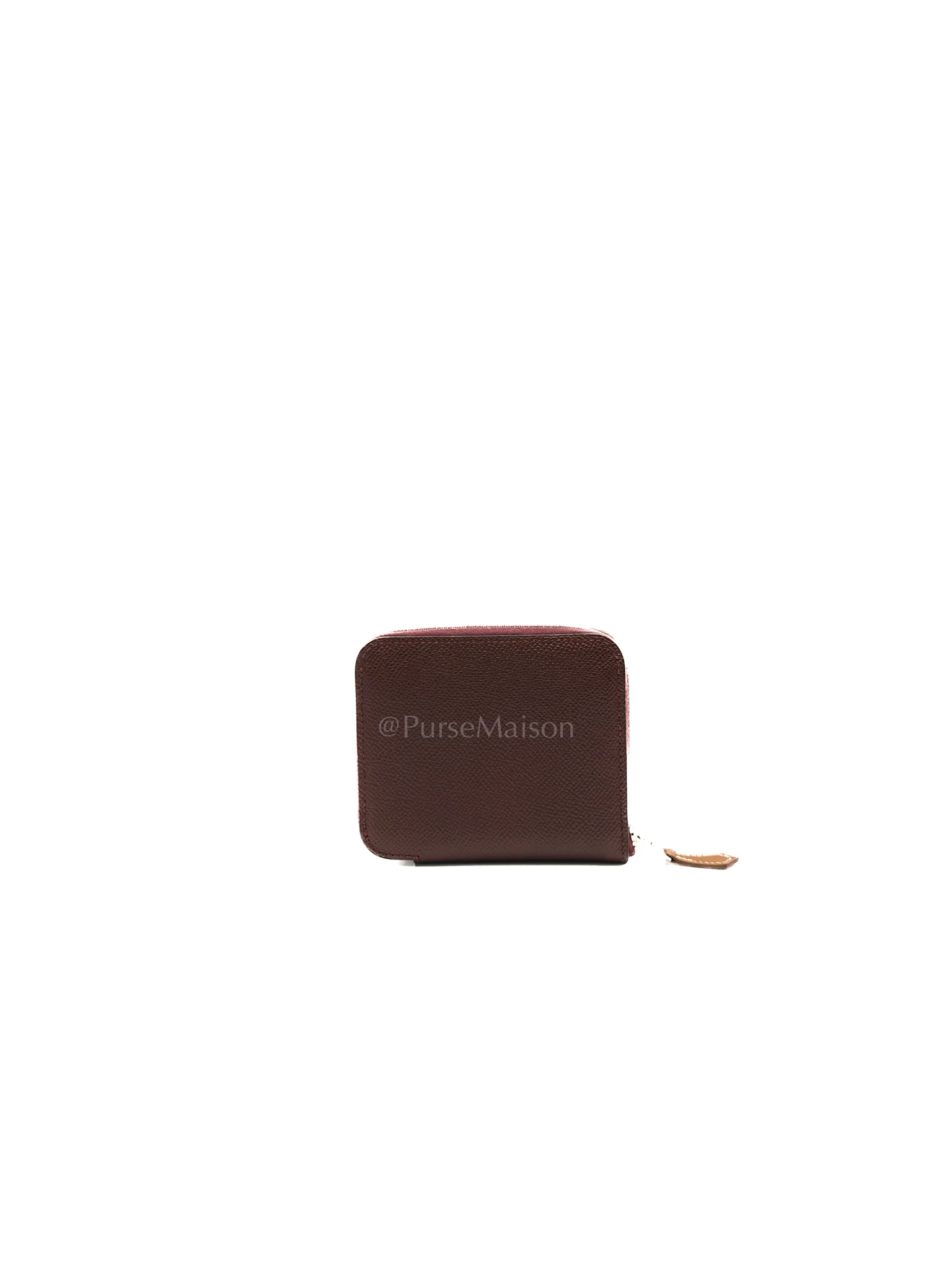 Hermes Silk'In Compact Wallet in Burgundy Epsom Leather & Palladium Hardware Stamp A (2017) - Image 4