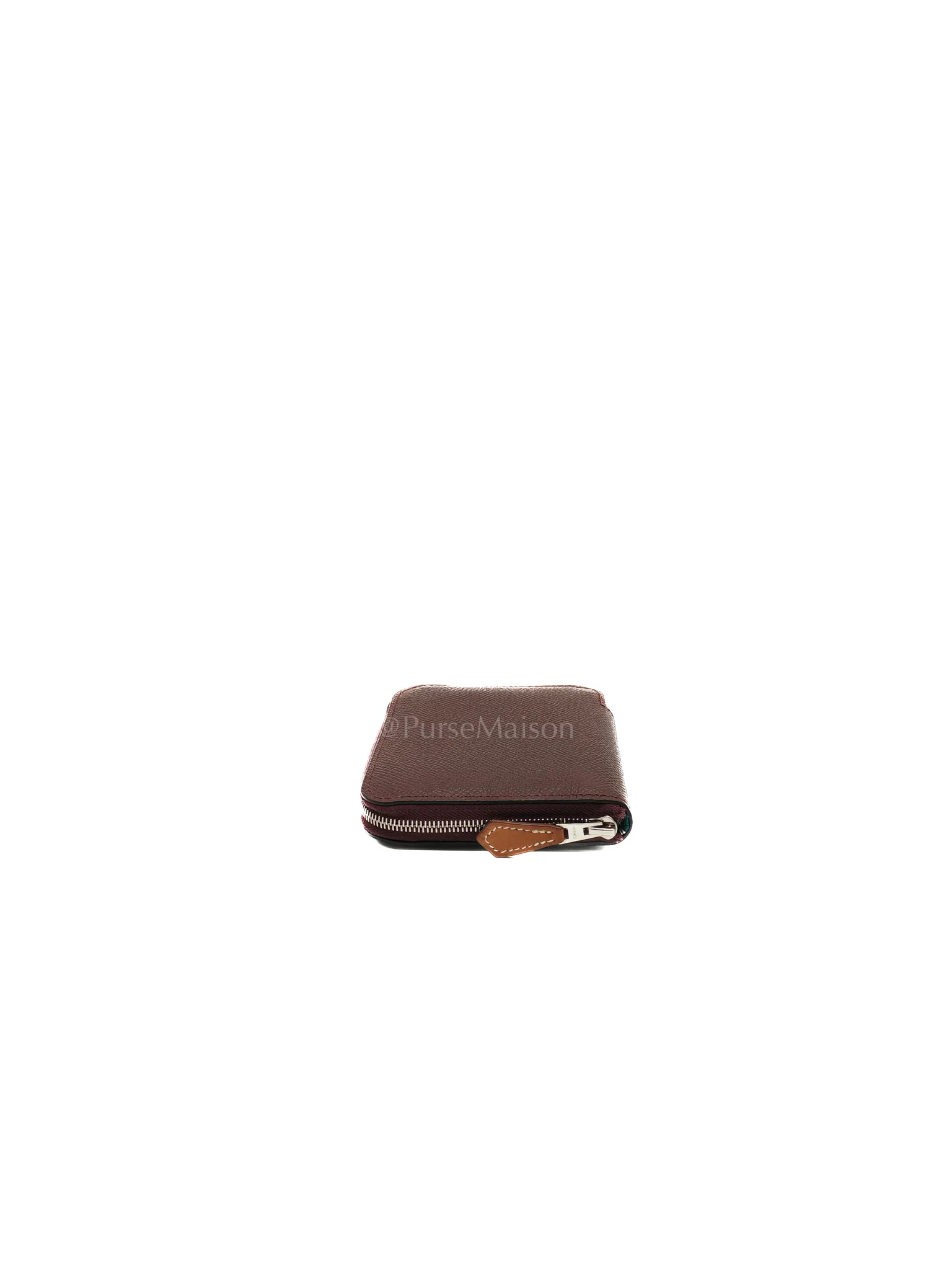 Hermes Silk'In Compact Wallet in Burgundy Epsom Leather & Palladium Hardware Stamp A (2017) - Image 5