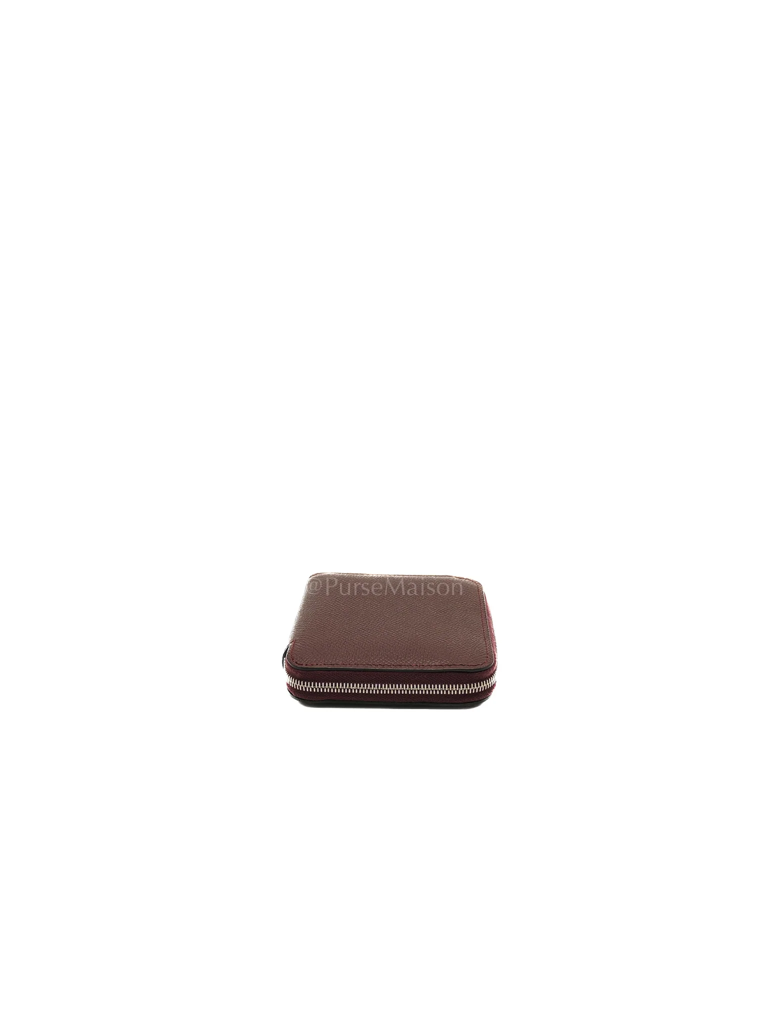Hermes Silk'In Compact Wallet in Burgundy Epsom Leather & Palladium Hardware Stamp A (2017) - Image 6