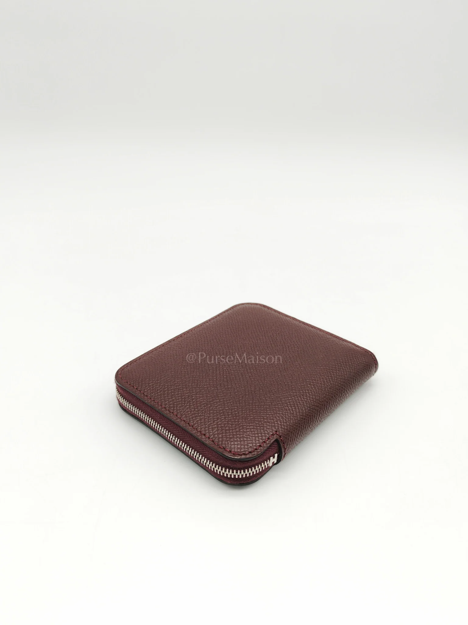 Hermes Silk'In Compact Wallet in Burgundy Epsom Leather & Palladium Hardware Stamp A (2017) - Image 8