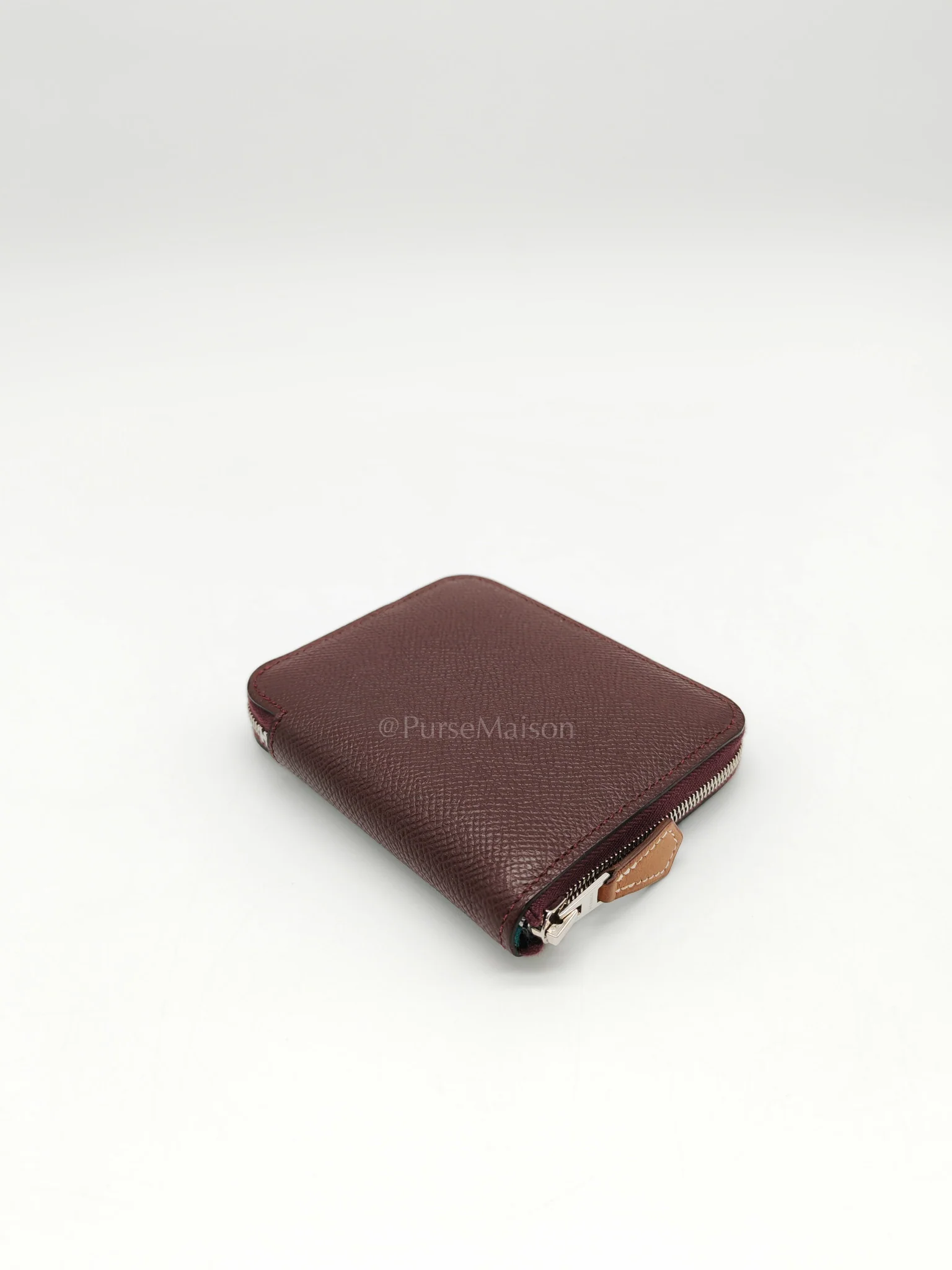 Hermes Silk'In Compact Wallet in Burgundy Epsom Leather & Palladium Hardware Stamp A (2017) - Image 9