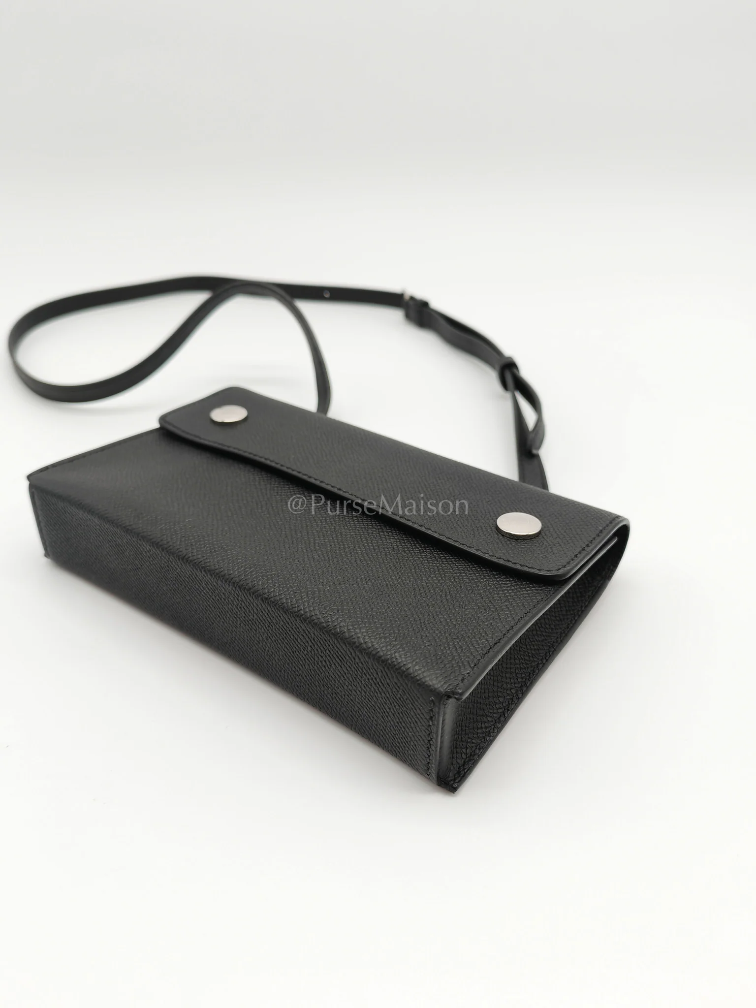 Hermes Snap Wallet in Noir/Black Epsom Leather Palladium Hardware Stamp K(2025) - Image 9