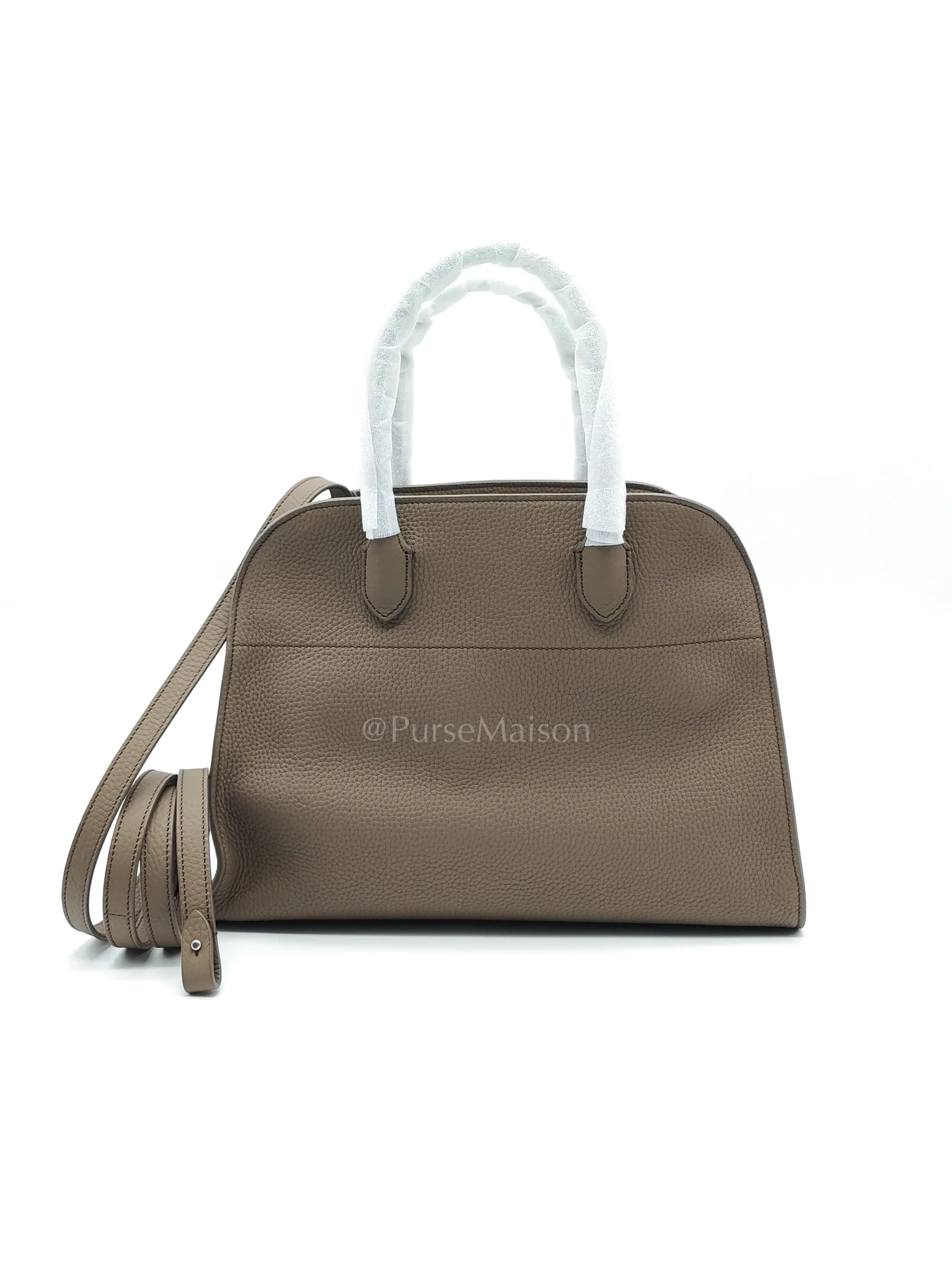 The Row Soft Marguax 12 Matte Smoke Toupe Calfskin Leather