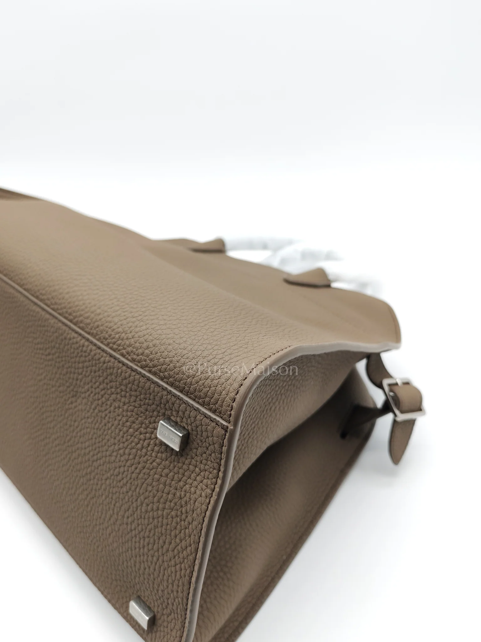 The Row Soft Marguax 12 Matte Smoke Toupe Calfskin Leather - Image 10