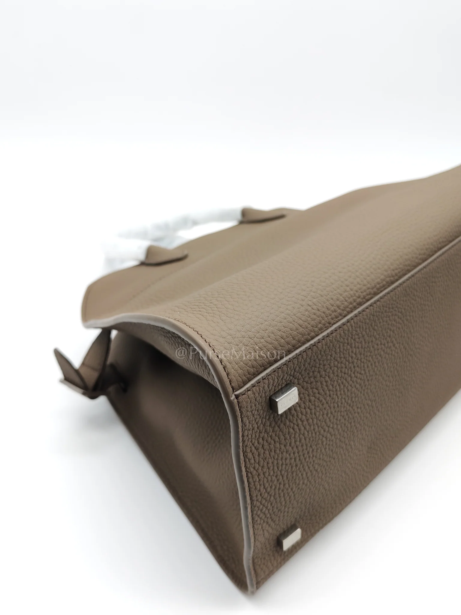 The Row Soft Marguax 12 Matte Smoke Toupe Calfskin Leather - Image 12
