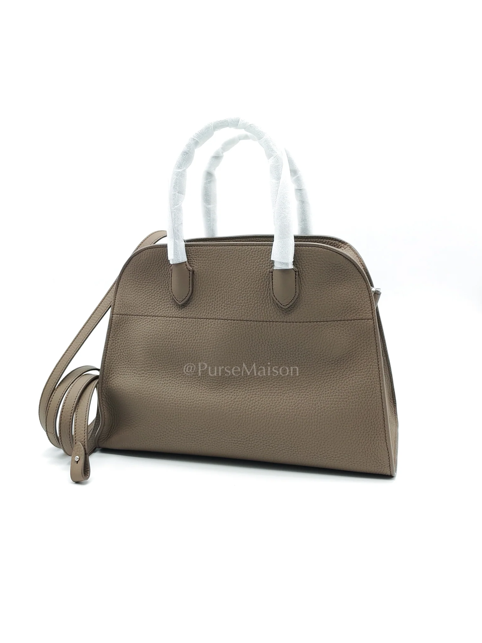 The Row Soft Marguax 12 Matte Smoke Toupe Calfskin Leather - Image 3