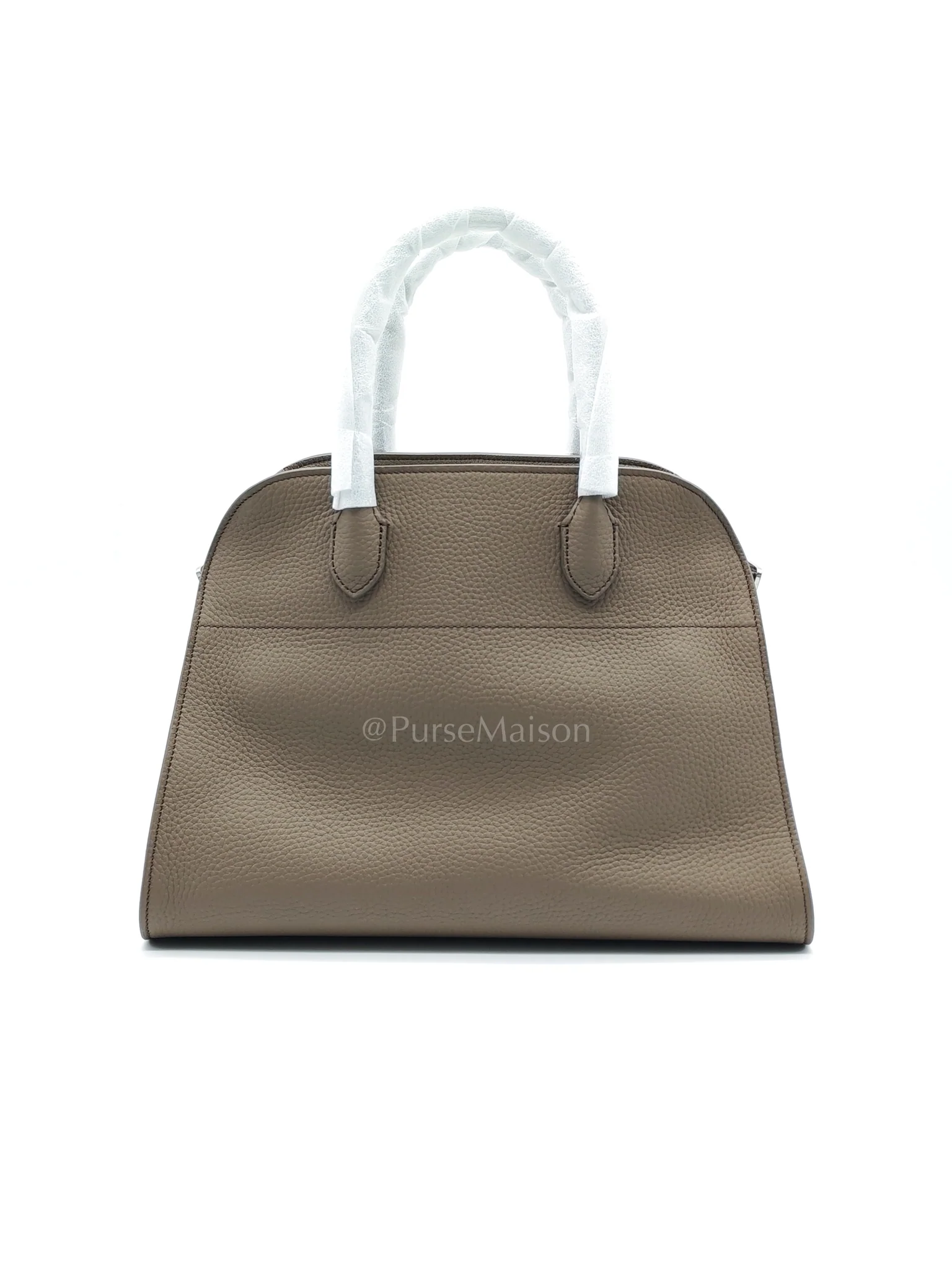 The Row Soft Marguax 12 Matte Smoke Toupe Calfskin Leather - Image 4