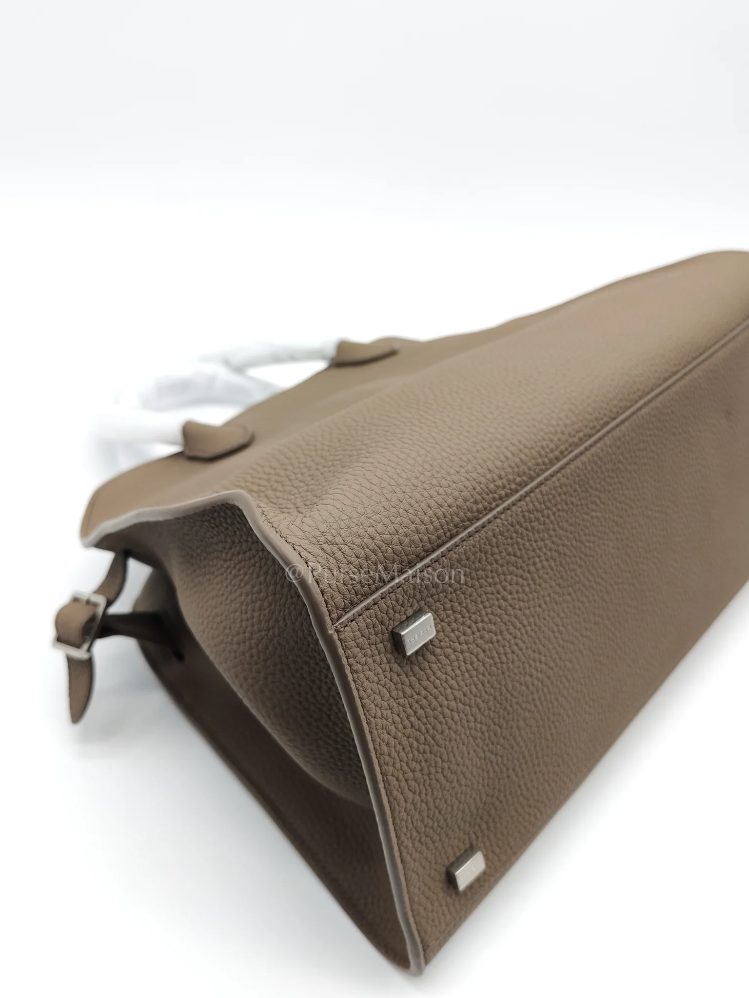 The Row Soft Marguax 12 Matte Smoke Toupe Calfskin Leather - Image 8
