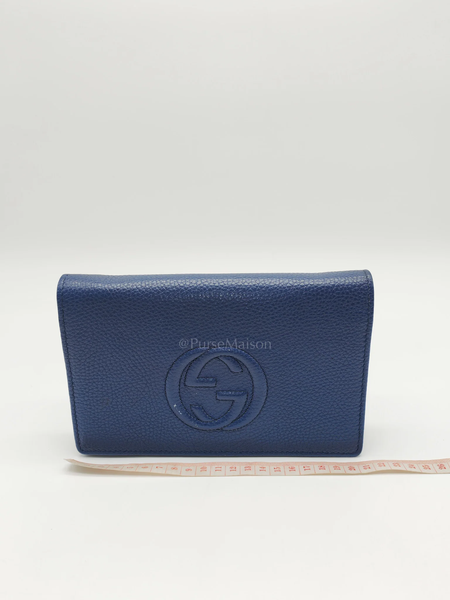 Gucci Soho Wallet on Chain in Blue Grained Leather Light Gold Hardware - Image 26