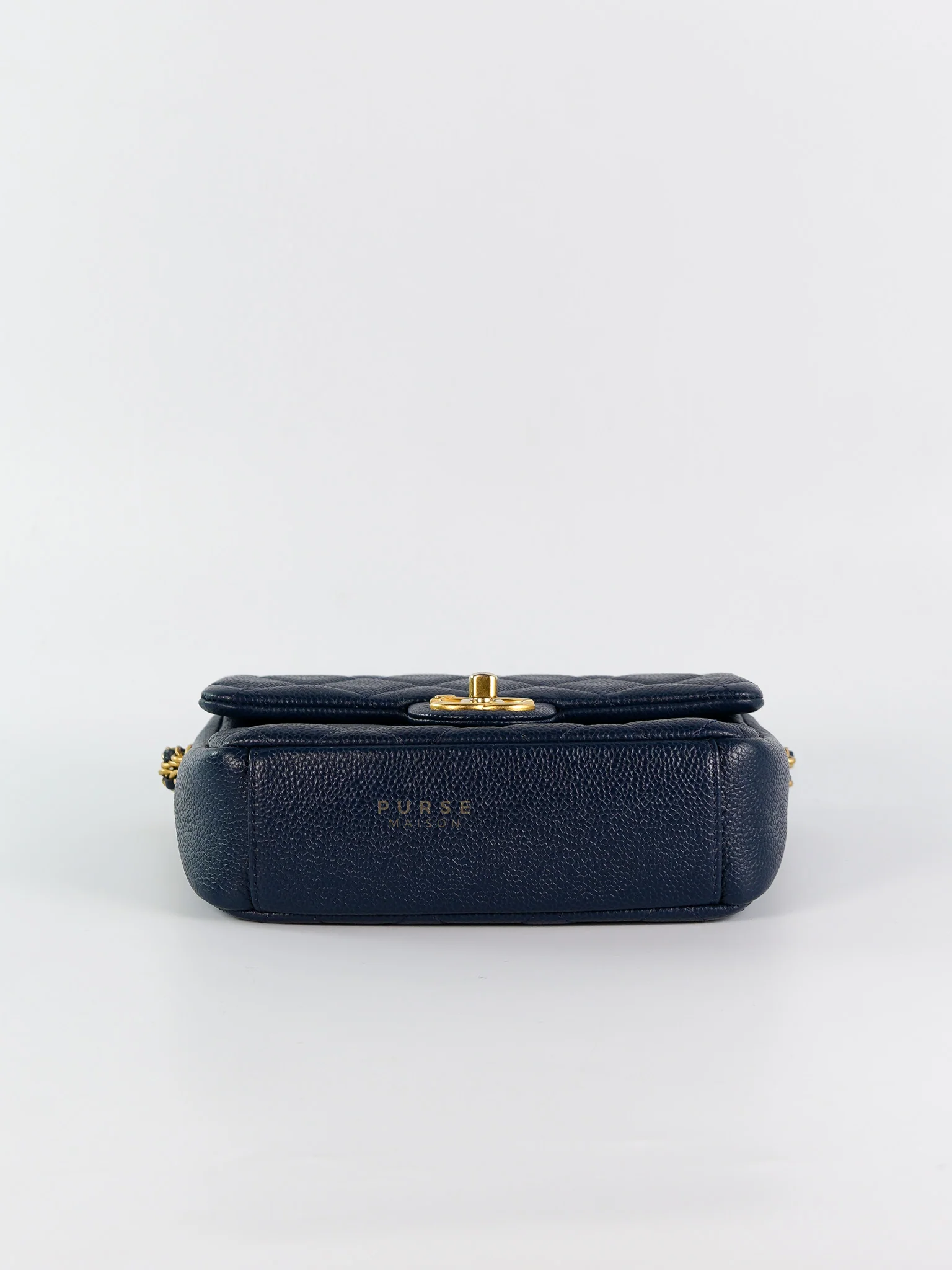 Chanel Chain Soul Flap in Navy Blue Caviar Leather and Aged Gold Hardware (Microchip) - Image 6