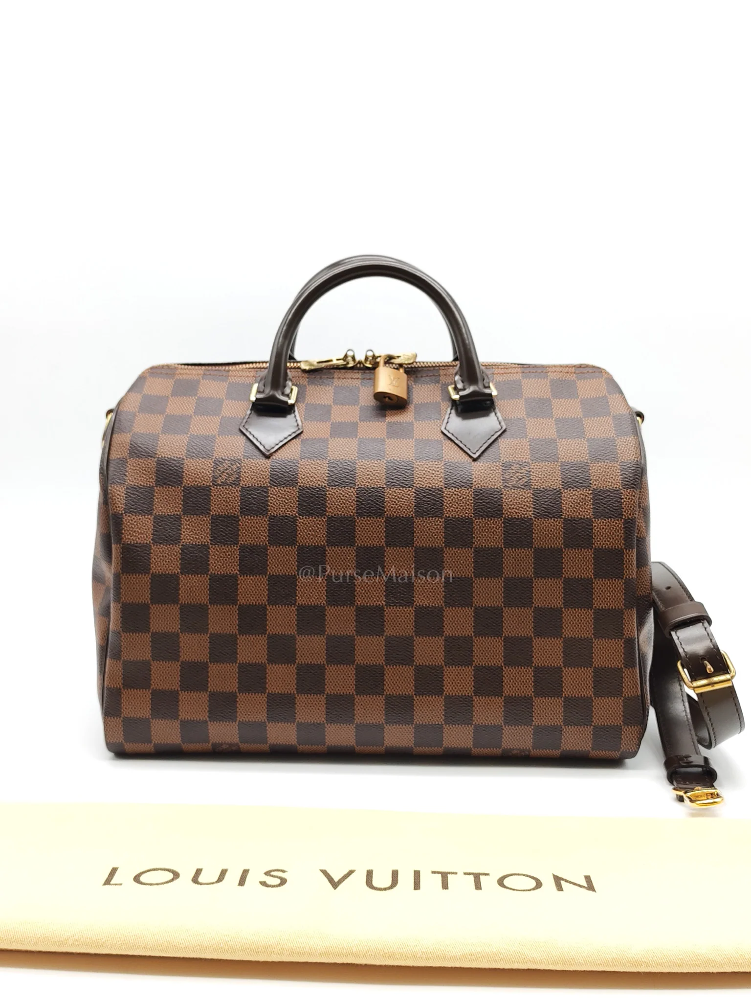 Louis Vuitton Speedy 30 Bandoullier in Damier Ebene Canvas & Gold Hardware (Datecode: CT0134) - Image 54