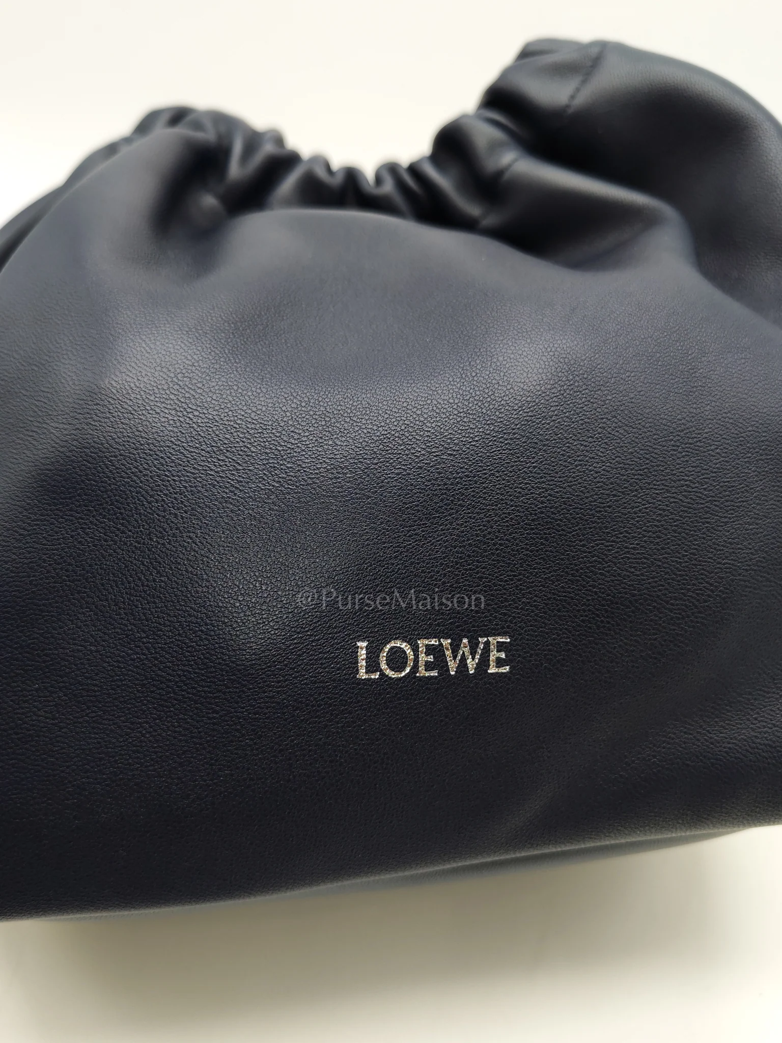 Loewe Squeeze Hobo Bag Small in Navy Blue Lambskin Leather &  Silver Hardware - Image 15