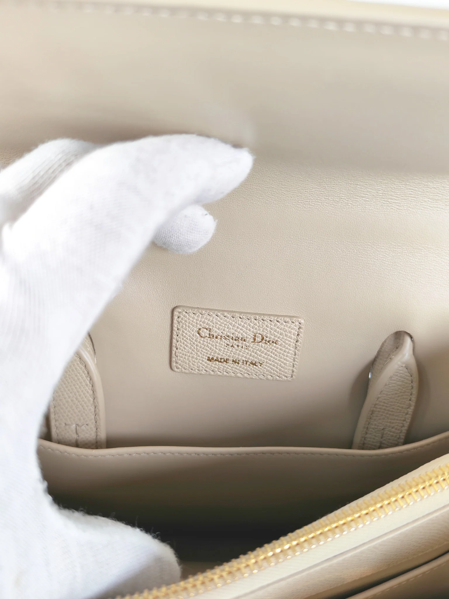 Christian Dior St Honoré Tote Bag Medium in Beige Grained Calfskin - Image 23