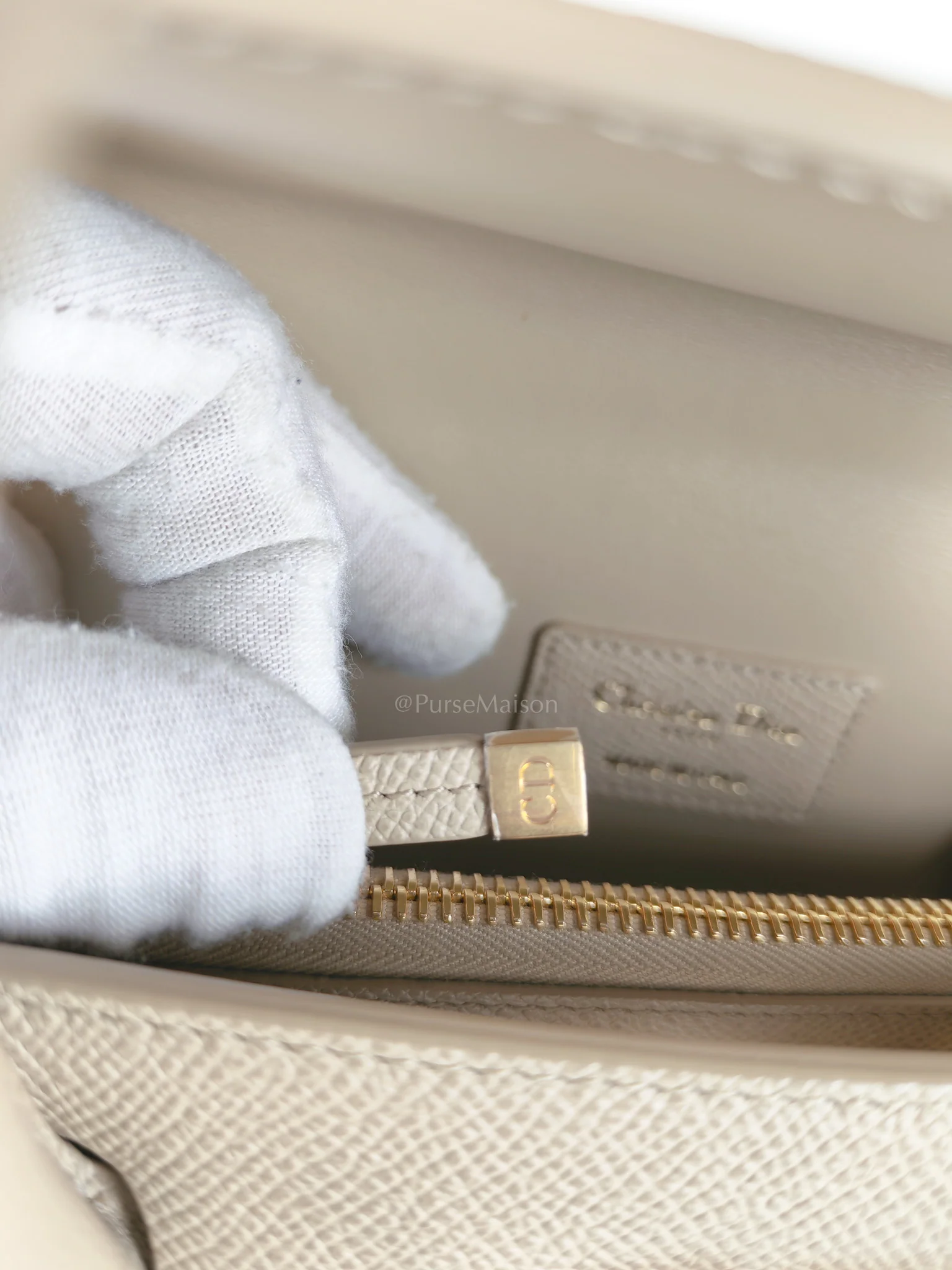 Christian Dior St Honoré Tote Bag Medium in Beige Grained Calfskin - Image 26